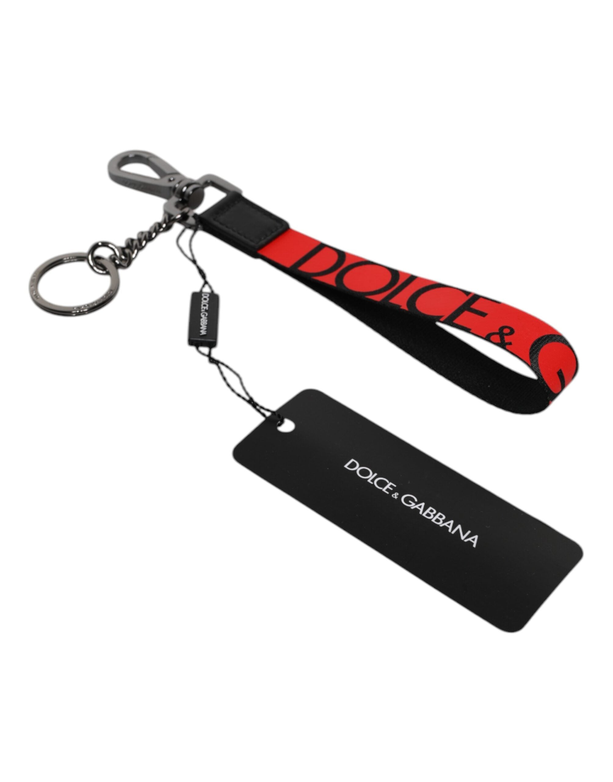 Red Logo Nylon Silver Brass Men Holder Keychain Keyring - ventzia