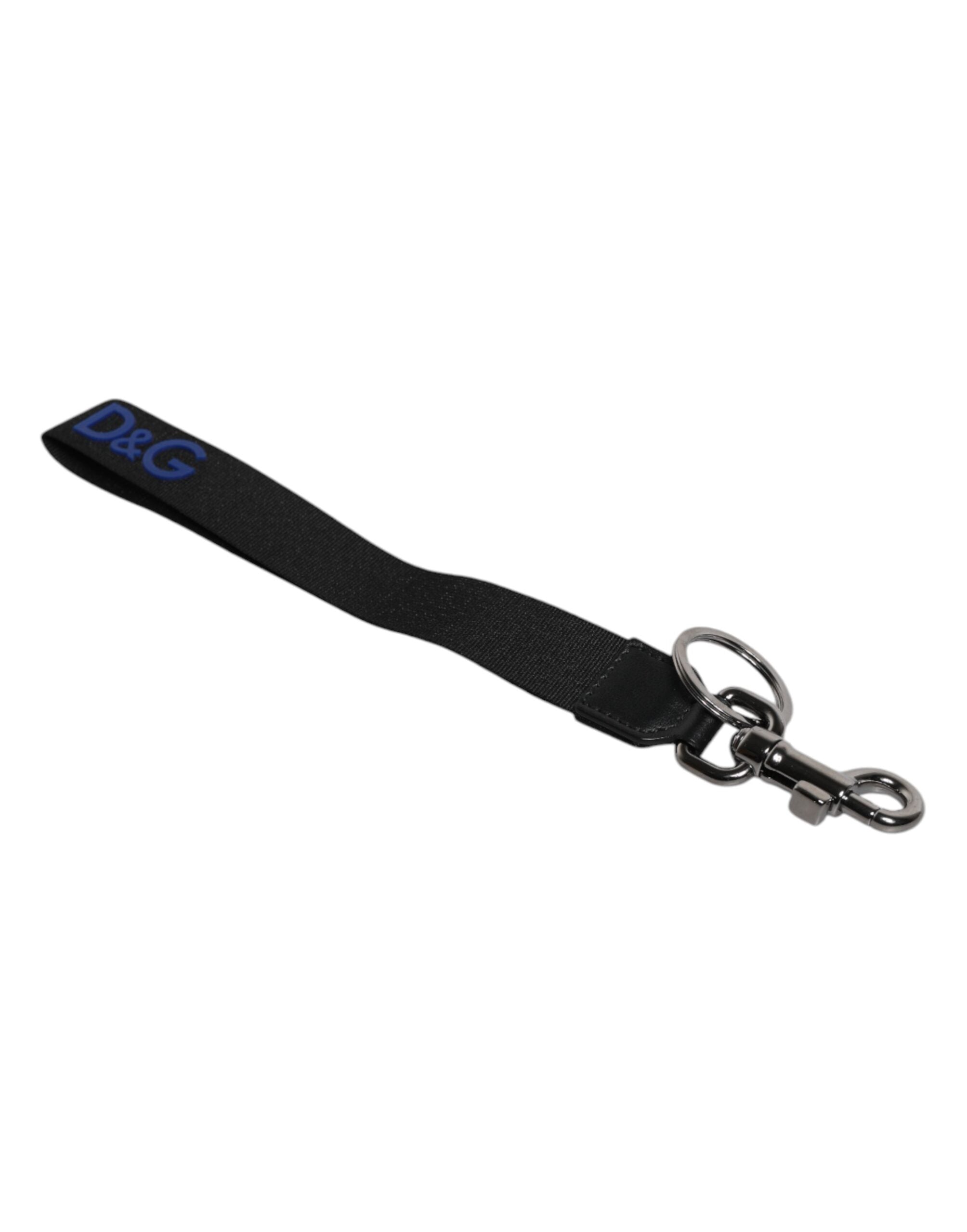Black Logo Nylon Silver Brass Men Holder Keychain Keyring - ventzia