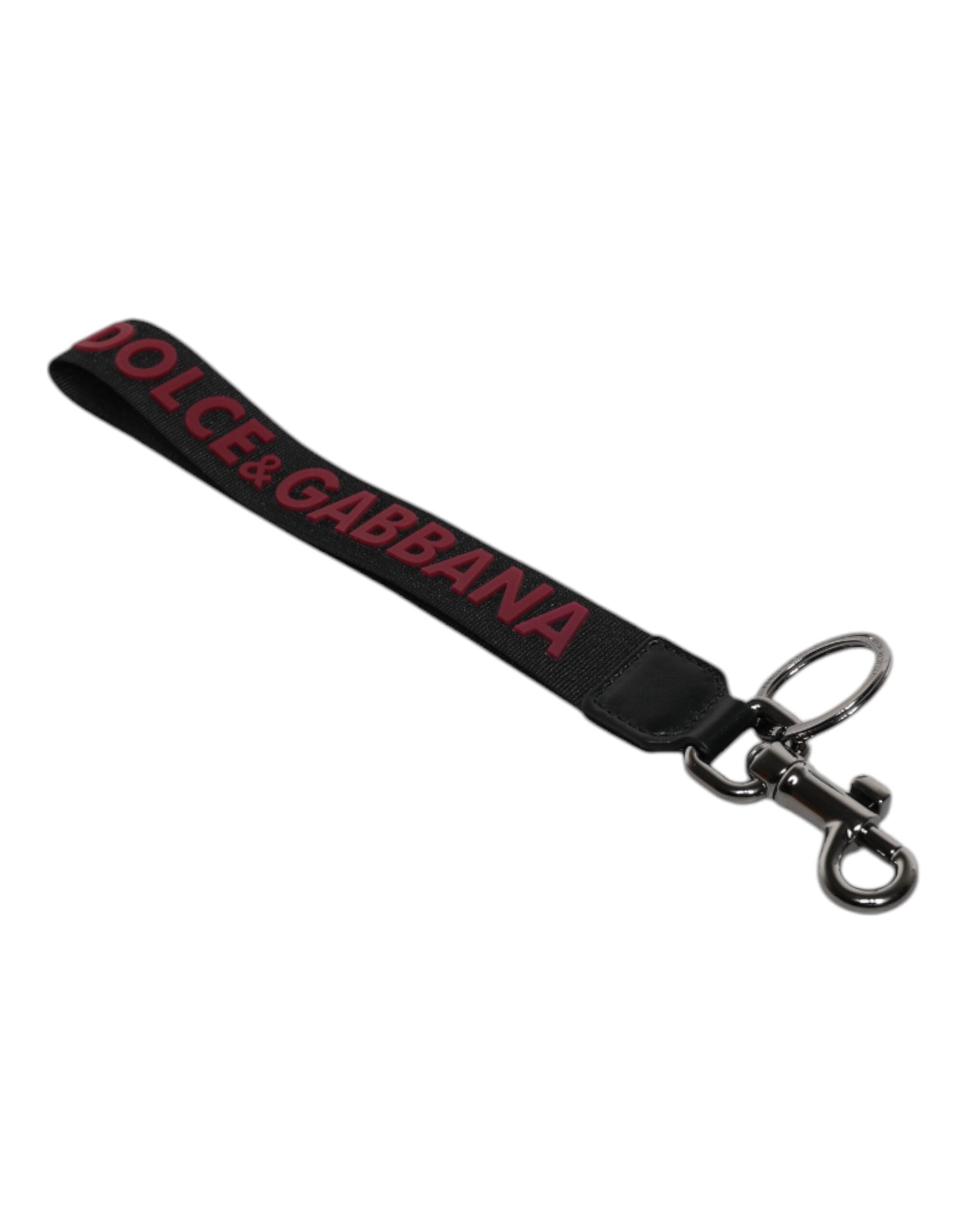 Black Logo Nylon Silver Brass Men Holder Keychain Keyring - ventzia