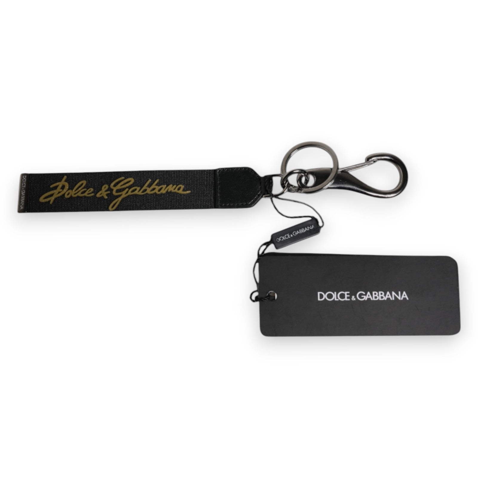 Black Logo Nylon Silver Brass Men Holder Keychain Keyring - ventzia