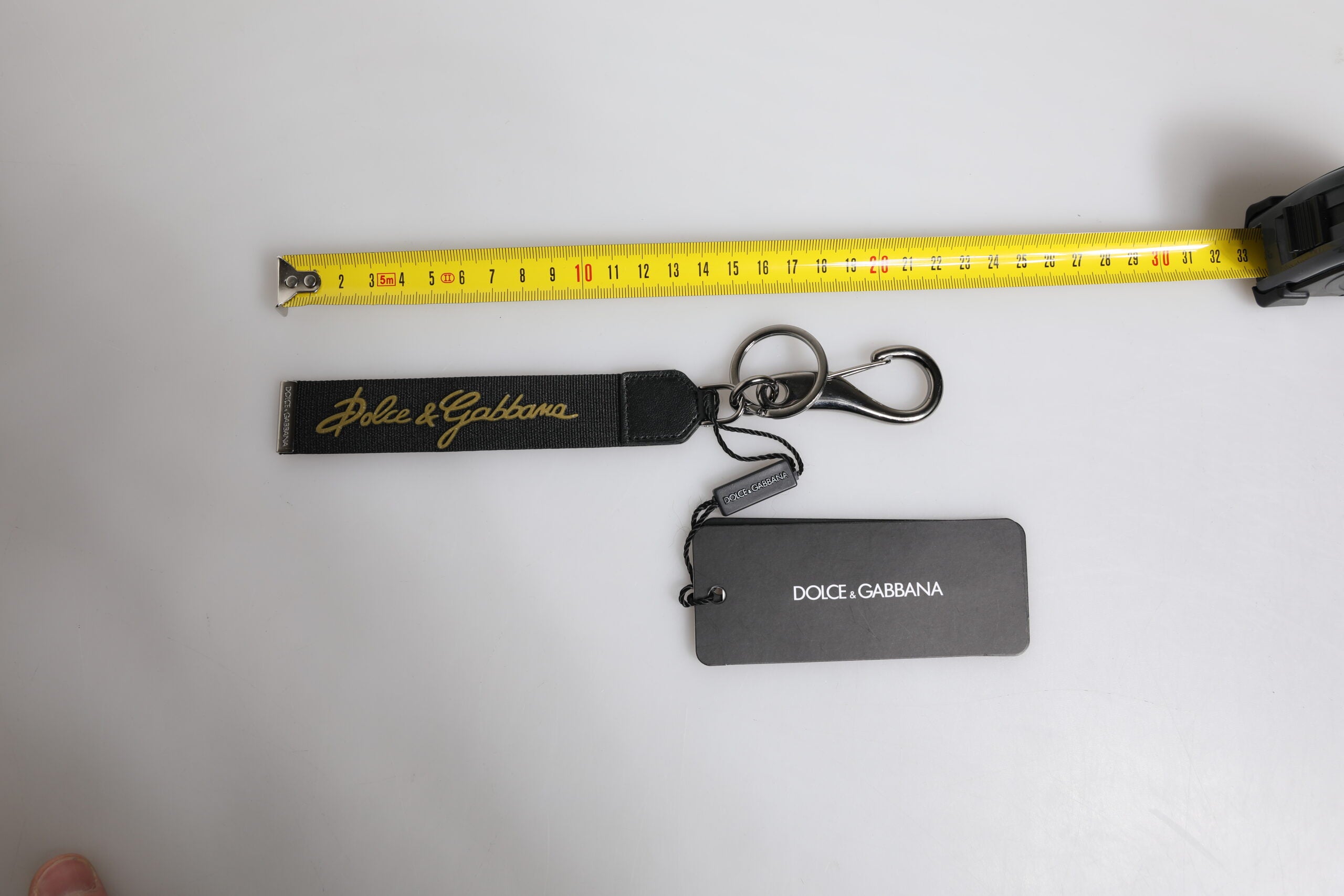 Black Logo Nylon Silver Brass Men Holder Keychain Keyring - ventzia