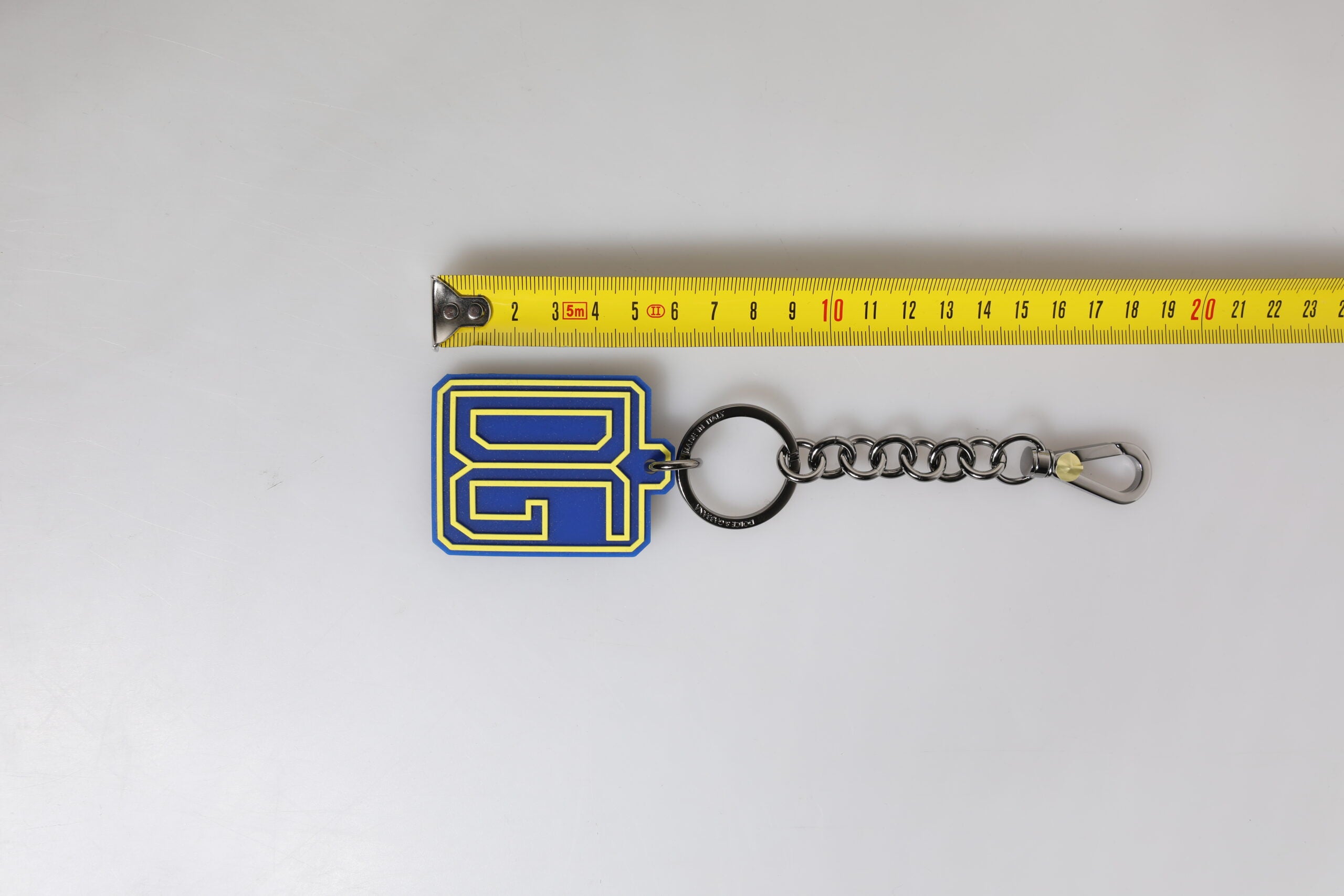 Blue Yellow DG Rubber Logo Silver Men's Keychain Keyring - ventzia