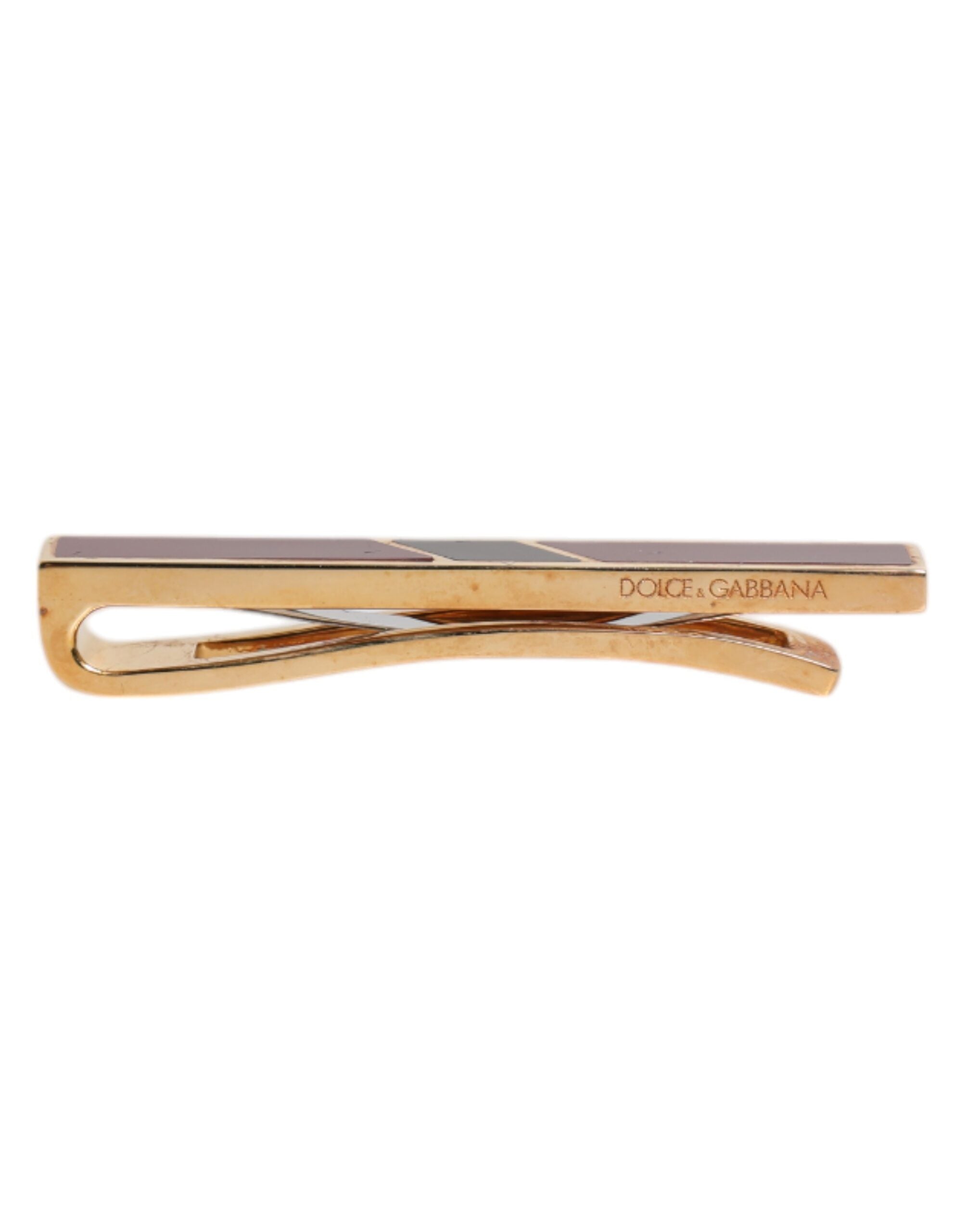 Multicolor Gold Tone Brass Tie Clip Bar - ventzia