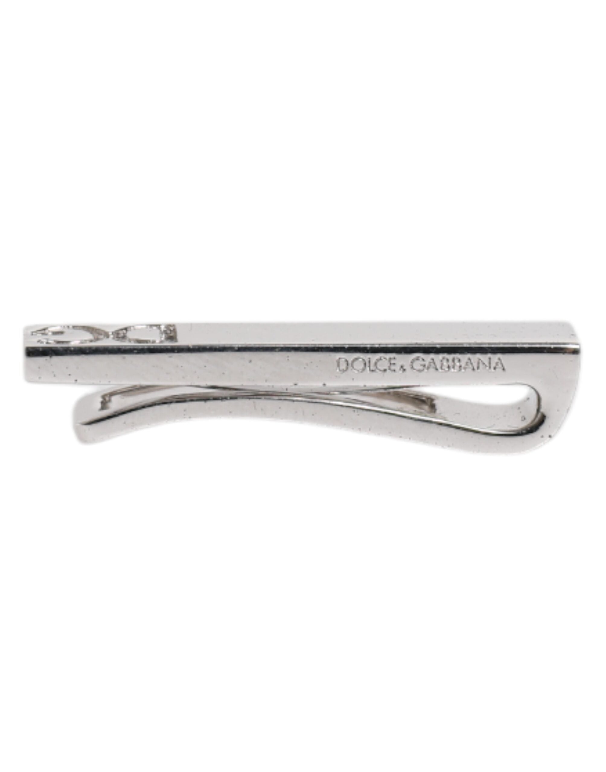 Silver Tone Brass Logo Branded Tie Clip Bar - ventzia