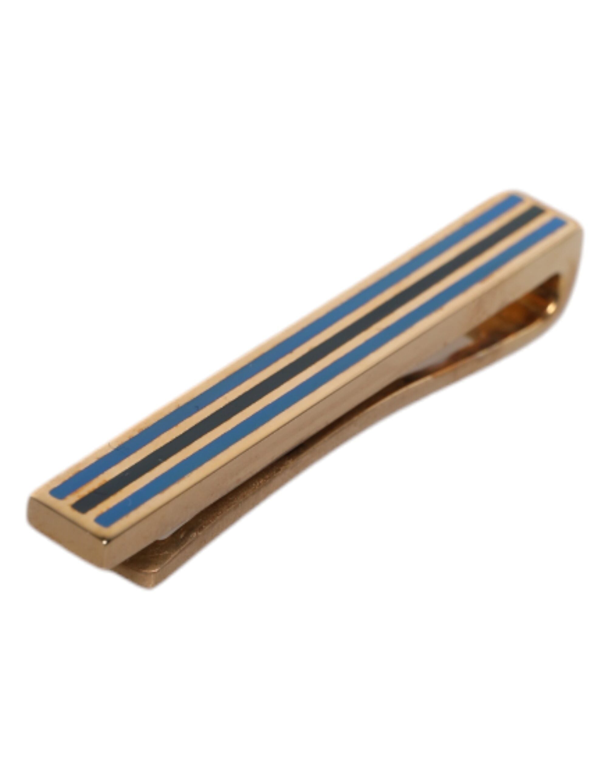 Gold Tone Brass Logo Branded Tie Clip Bar - ventzia