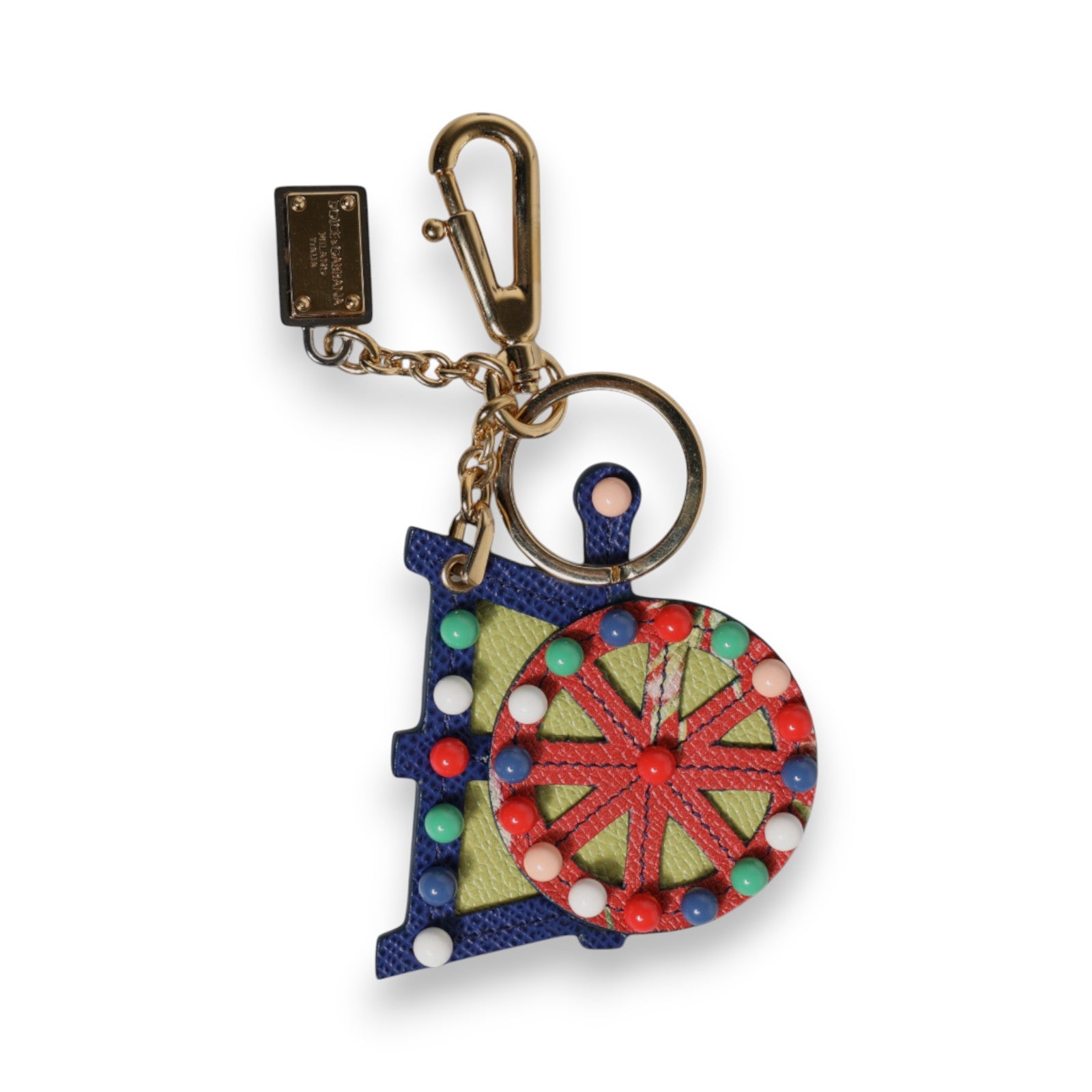 Multicolor Gold Tone Carretto Keychain Keyring - ventzia