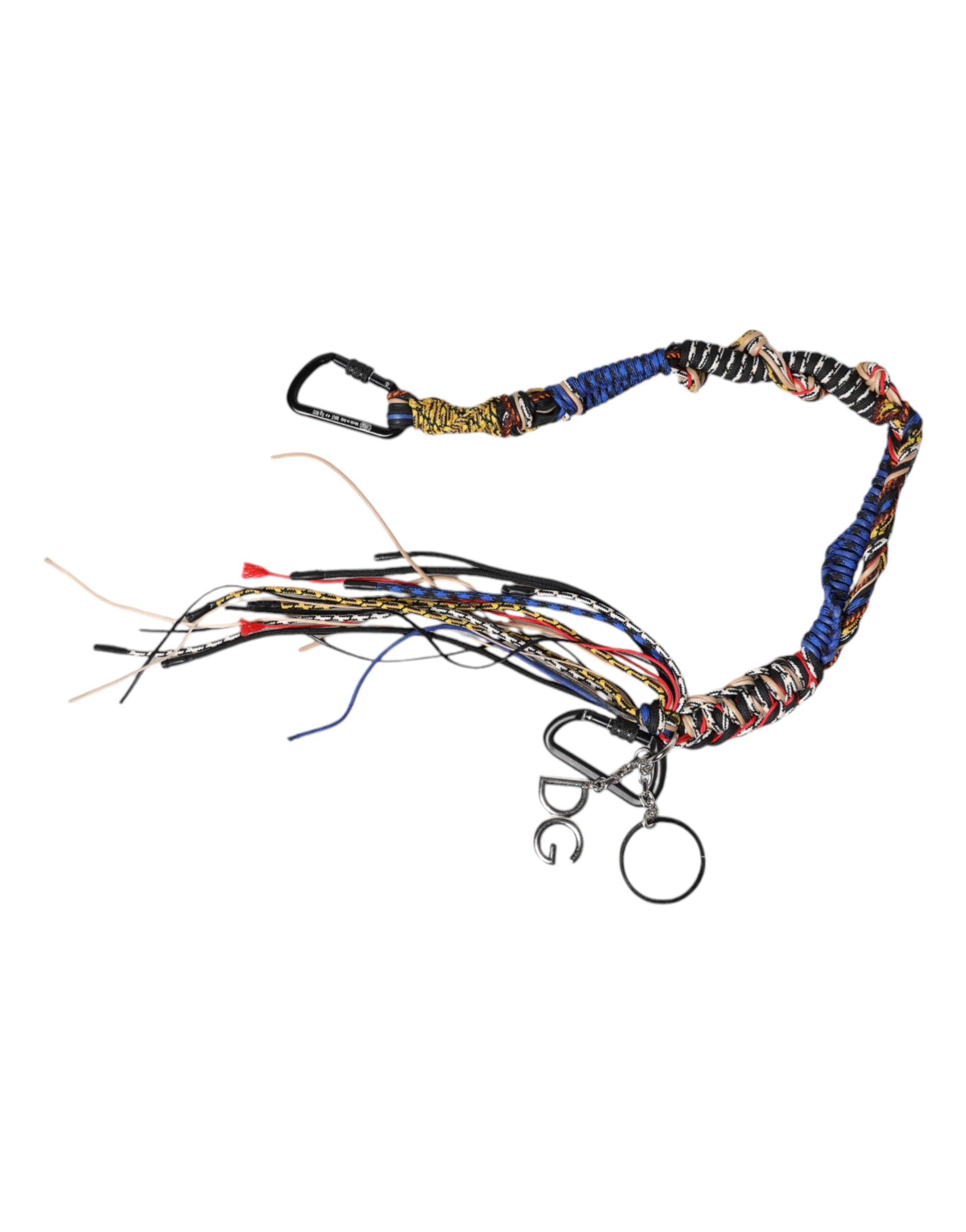 Multicolor Braided Rope Logo Bag Shoulder Strap