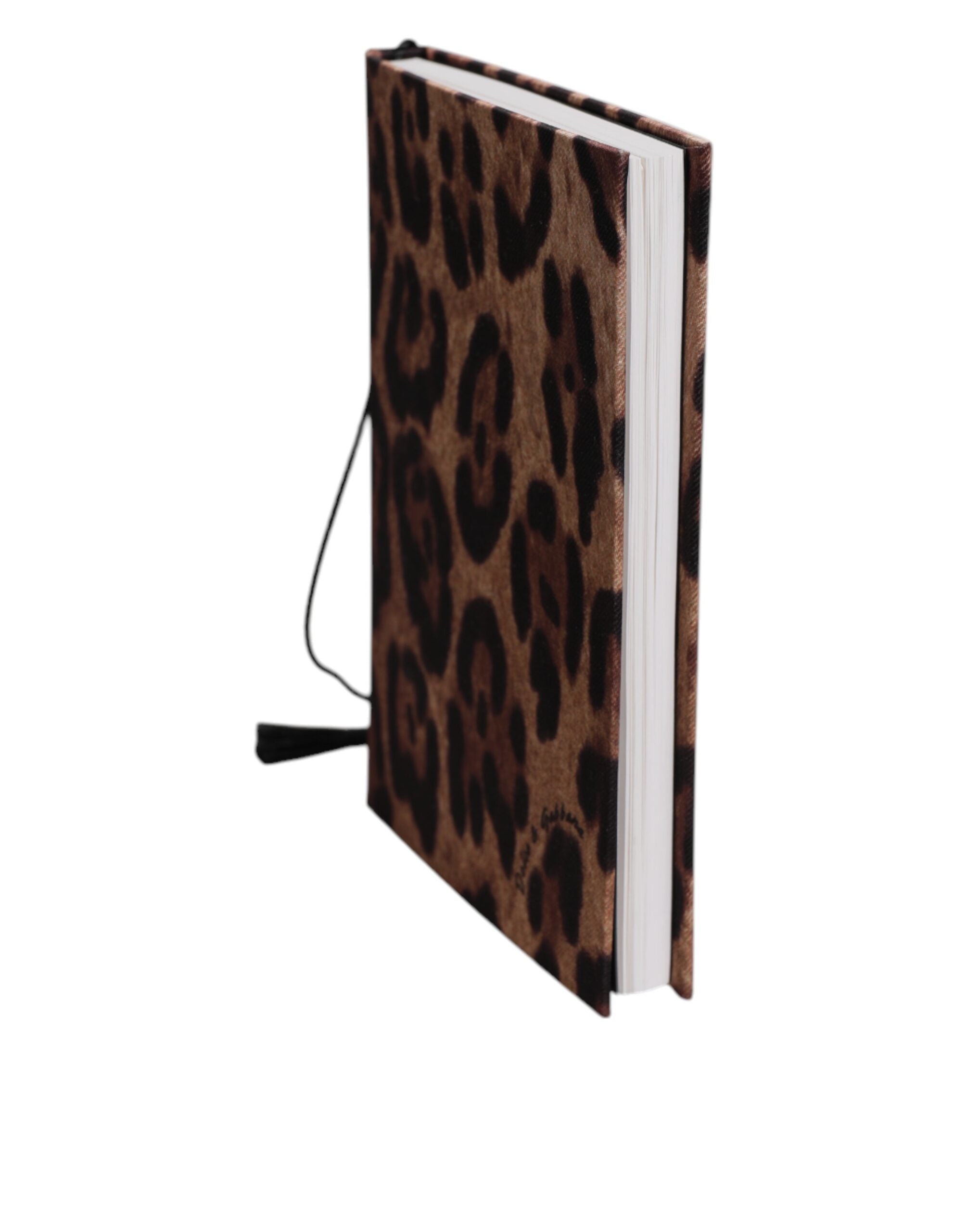 Brown Black Polyester Leopard Logo Print Small Notebook - ventzia