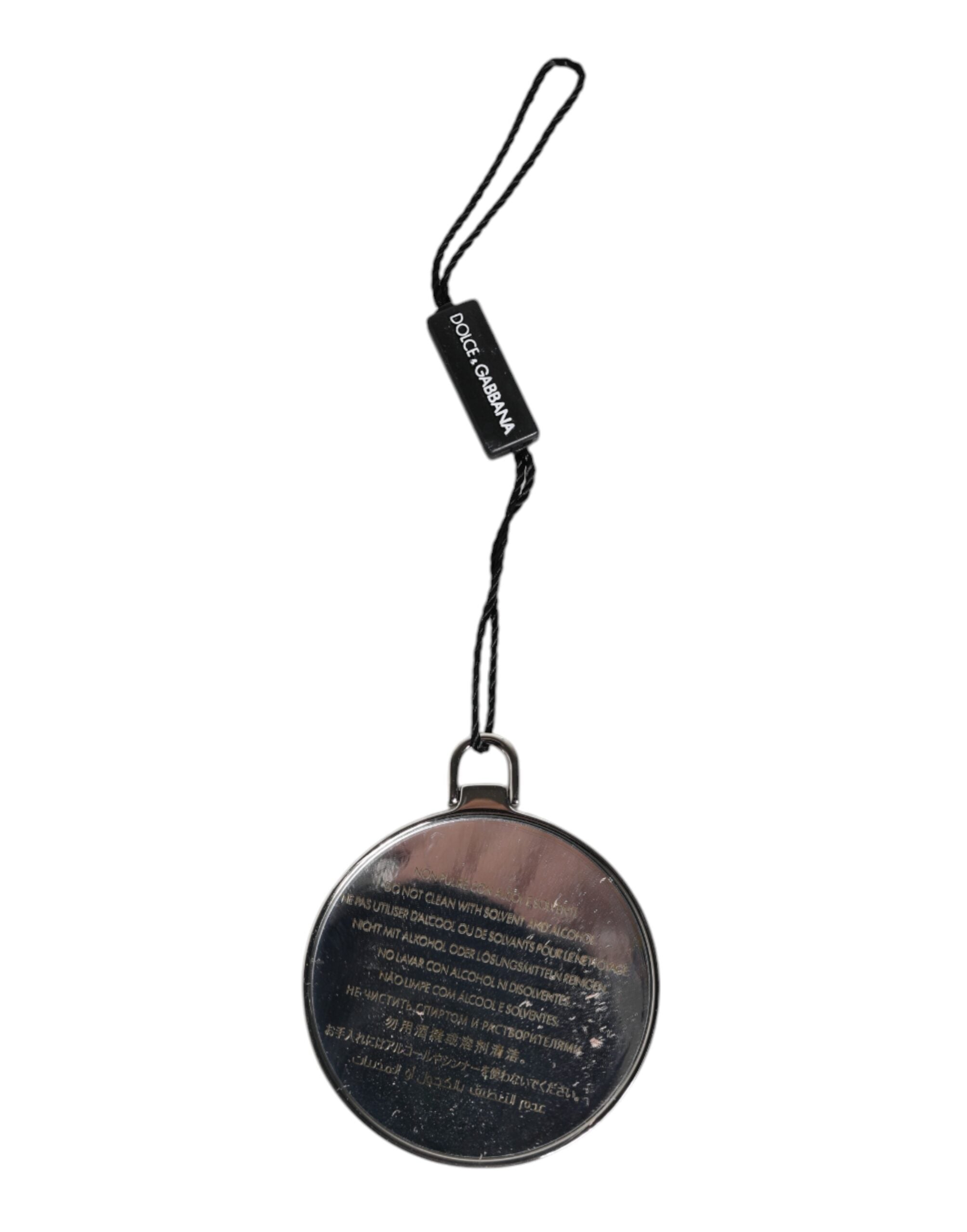 Green Calfskin Leather Round Logo Hand Mirror Holder - ventzia