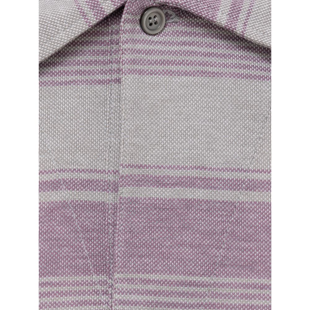 Gray Cotton Polo Shirt - ventzia