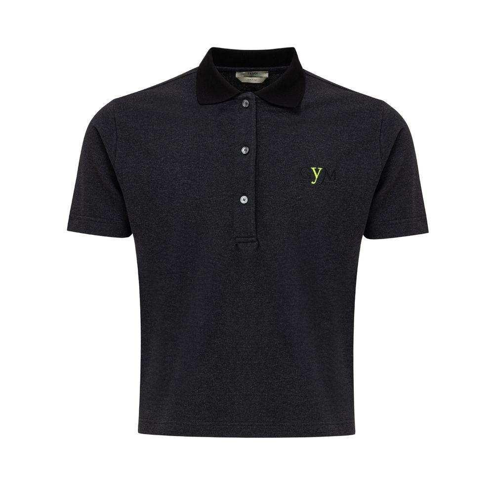 Black Cotton Polo Shirt - ventzia