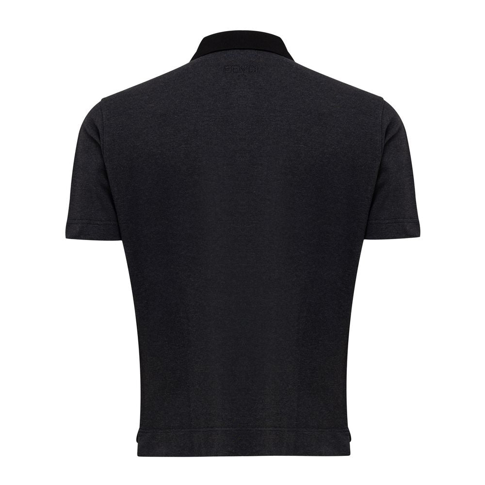 Black Cotton Polo Shirt - ventzia
