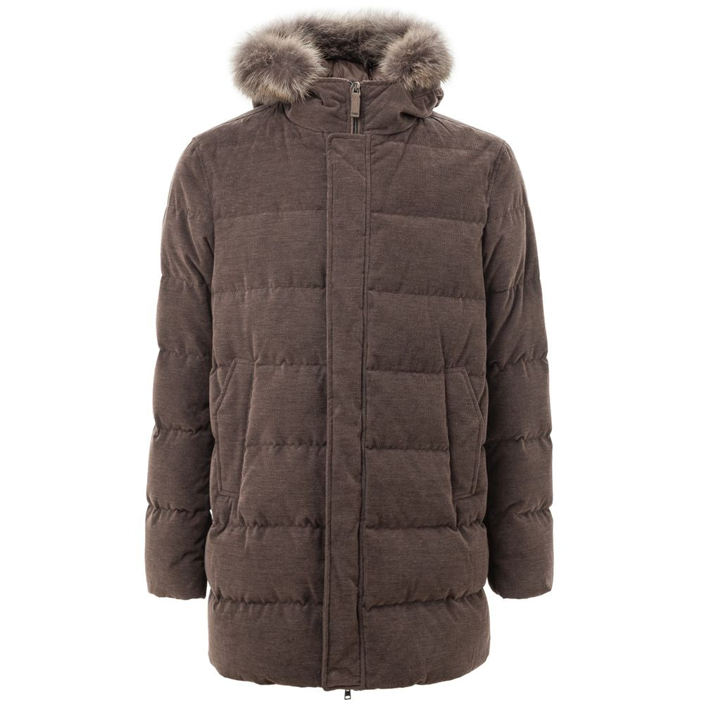 Brown Cotton Jackets & Coat