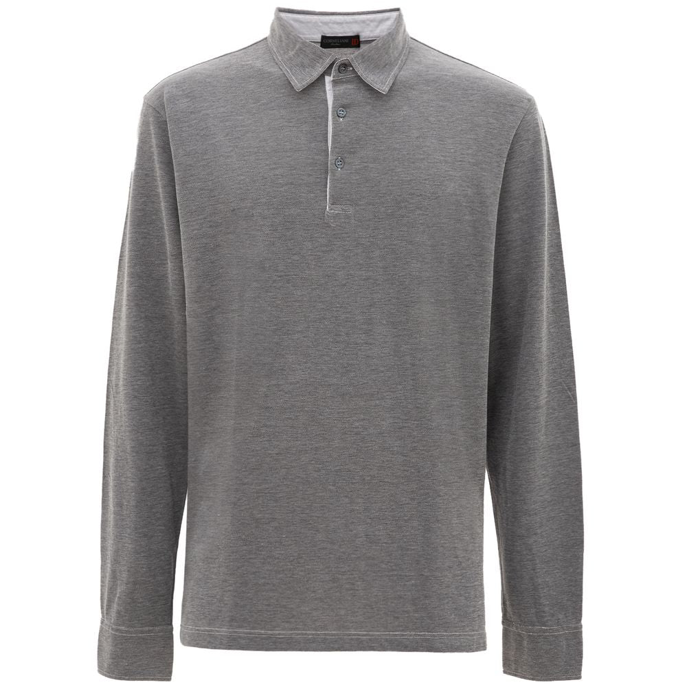Gray Cotton Polo Shirt - ventzia