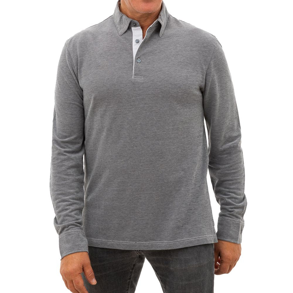 Gray Cotton Polo Shirt - ventzia