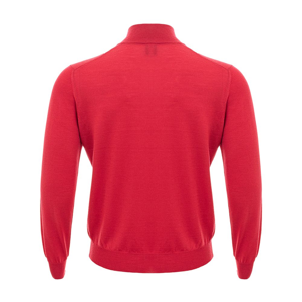 Elegant Crimson Wool T-Shirt for Men - ventzia