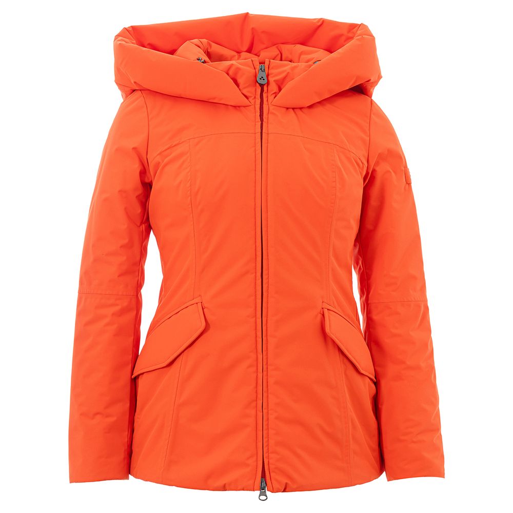 Elegant Orange Polyester Jacket for Women - ventzia