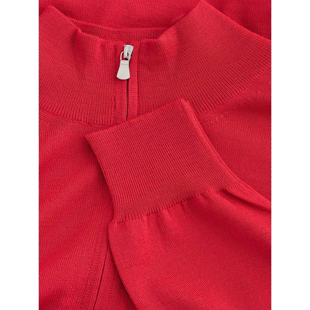 Elegant Crimson Wool T-Shirt for Men - ventzia