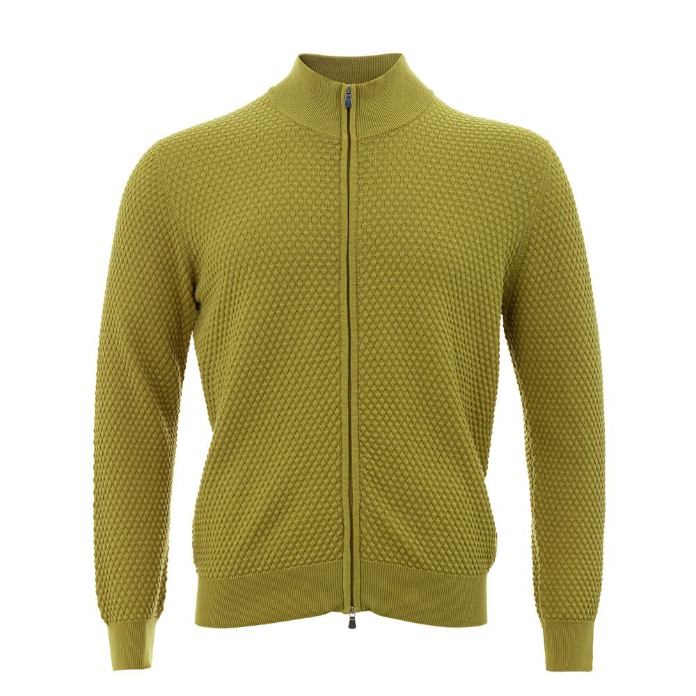Elegant Yellow Cotton Cardigan for Men - ventzia