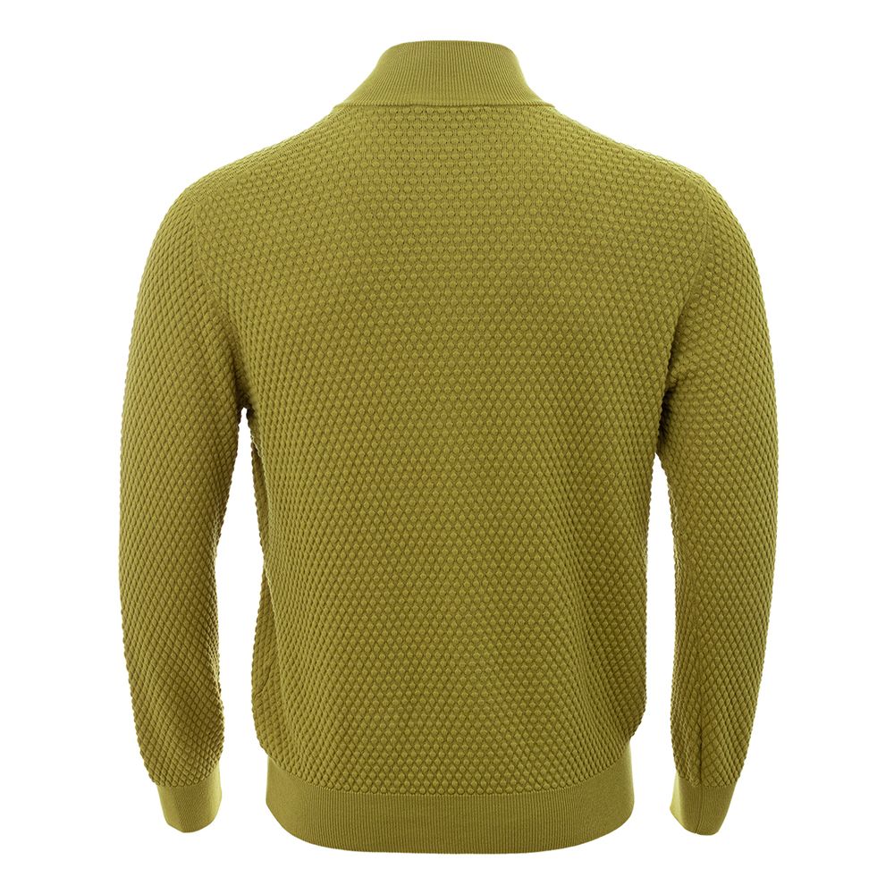Elegant Yellow Cotton Cardigan for Men - ventzia