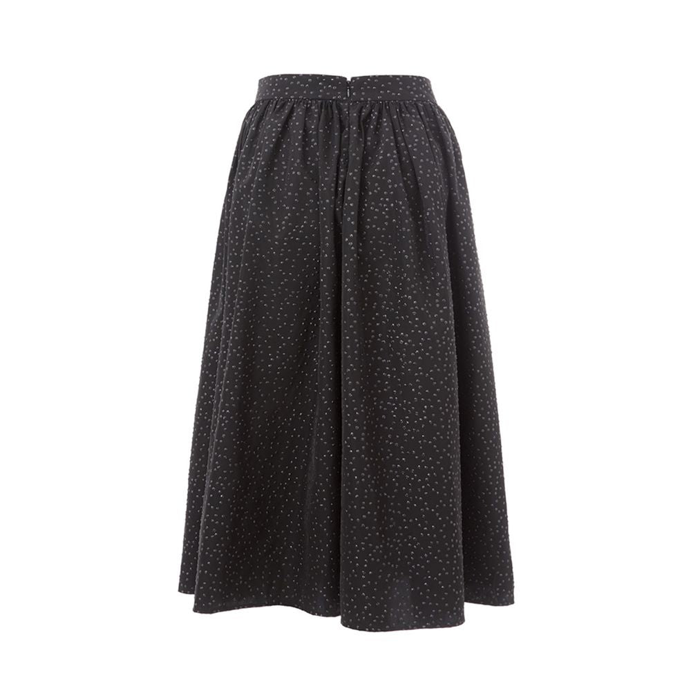 Elegant Black Polyethylene Midi Skirt - ventzia