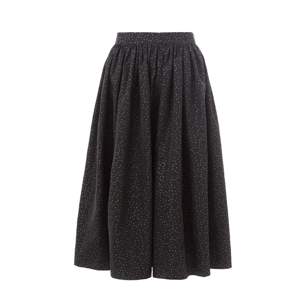 Elegant Black Polyethylene Midi Skirt - ventzia