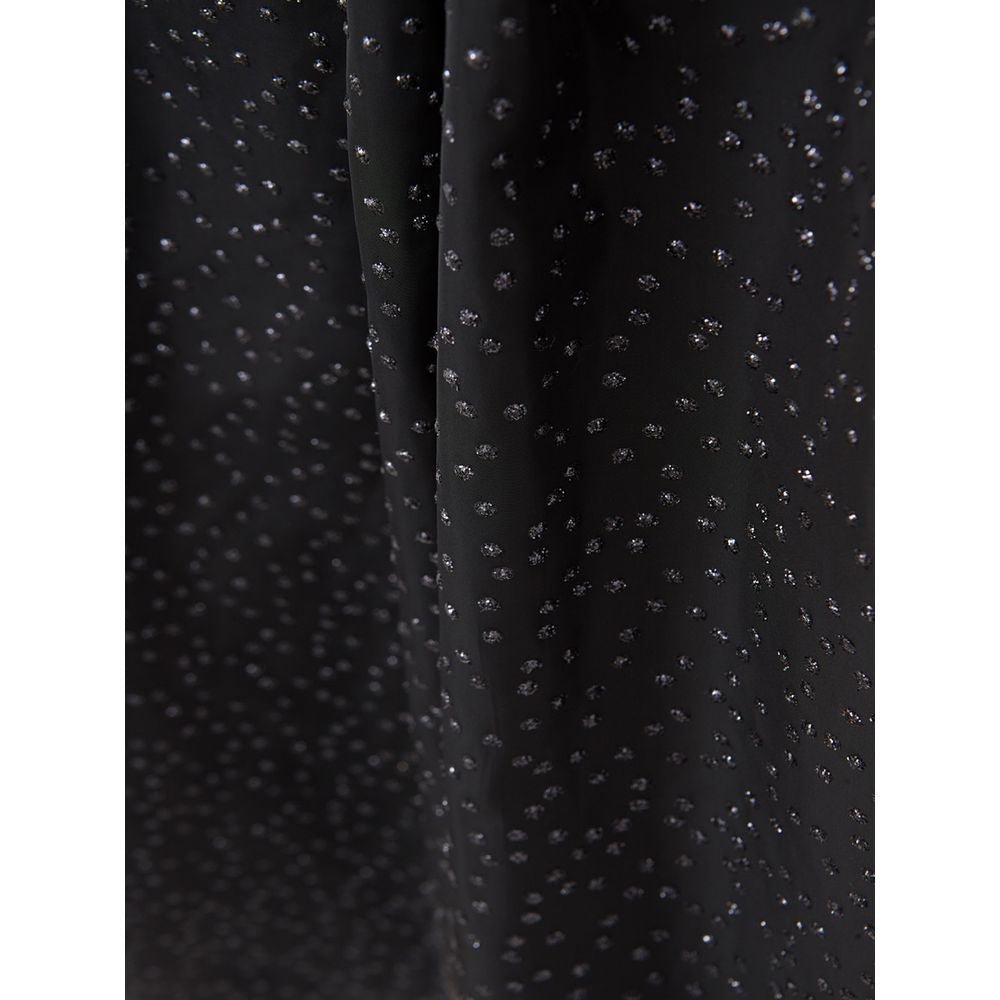 Elegant Black Polyethylene Midi Skirt - ventzia