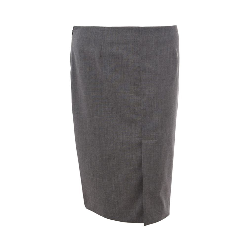 Chic Gray Wool Pencil Skirt - ventzia