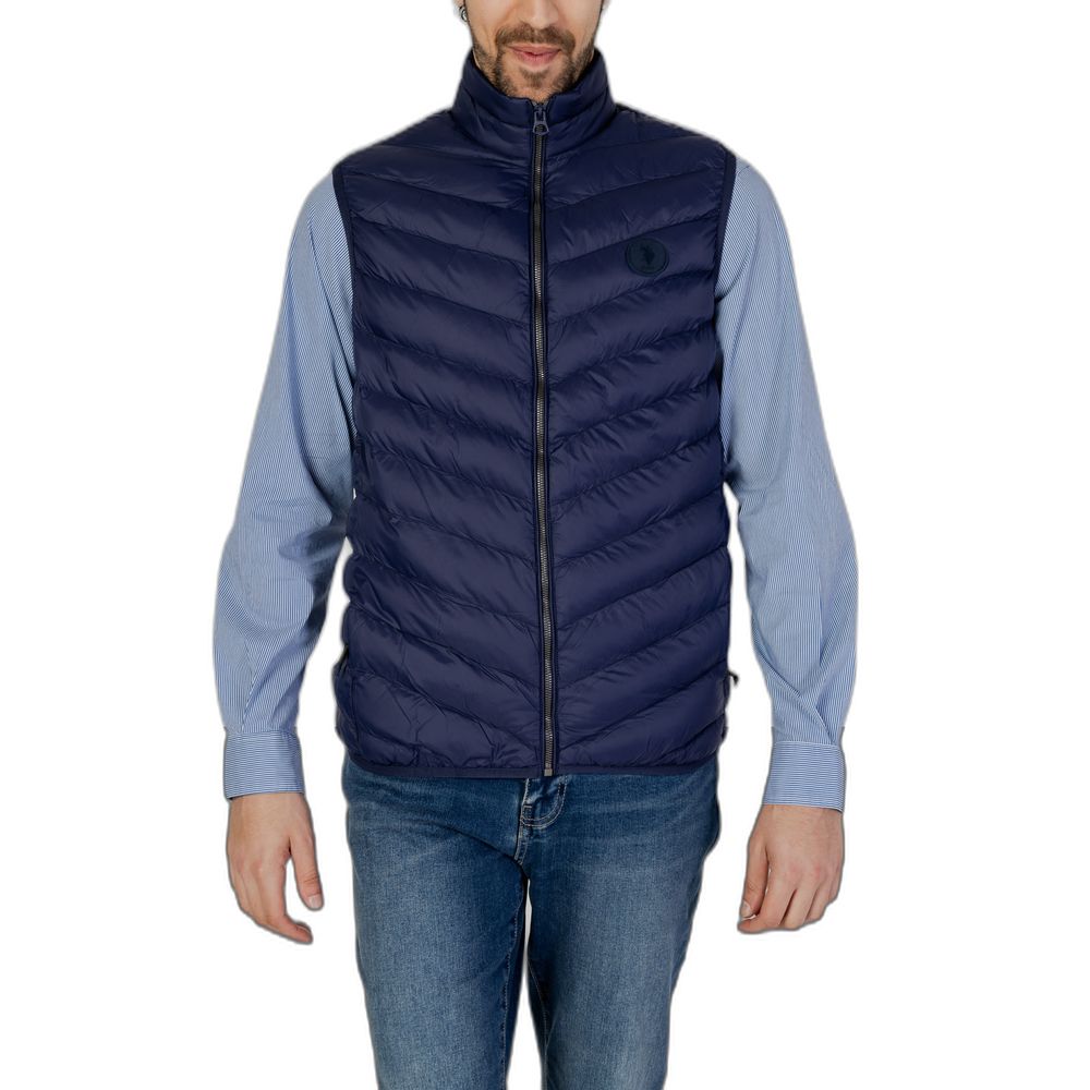 Blue Polyamide Sleveless Jacket - ventzia