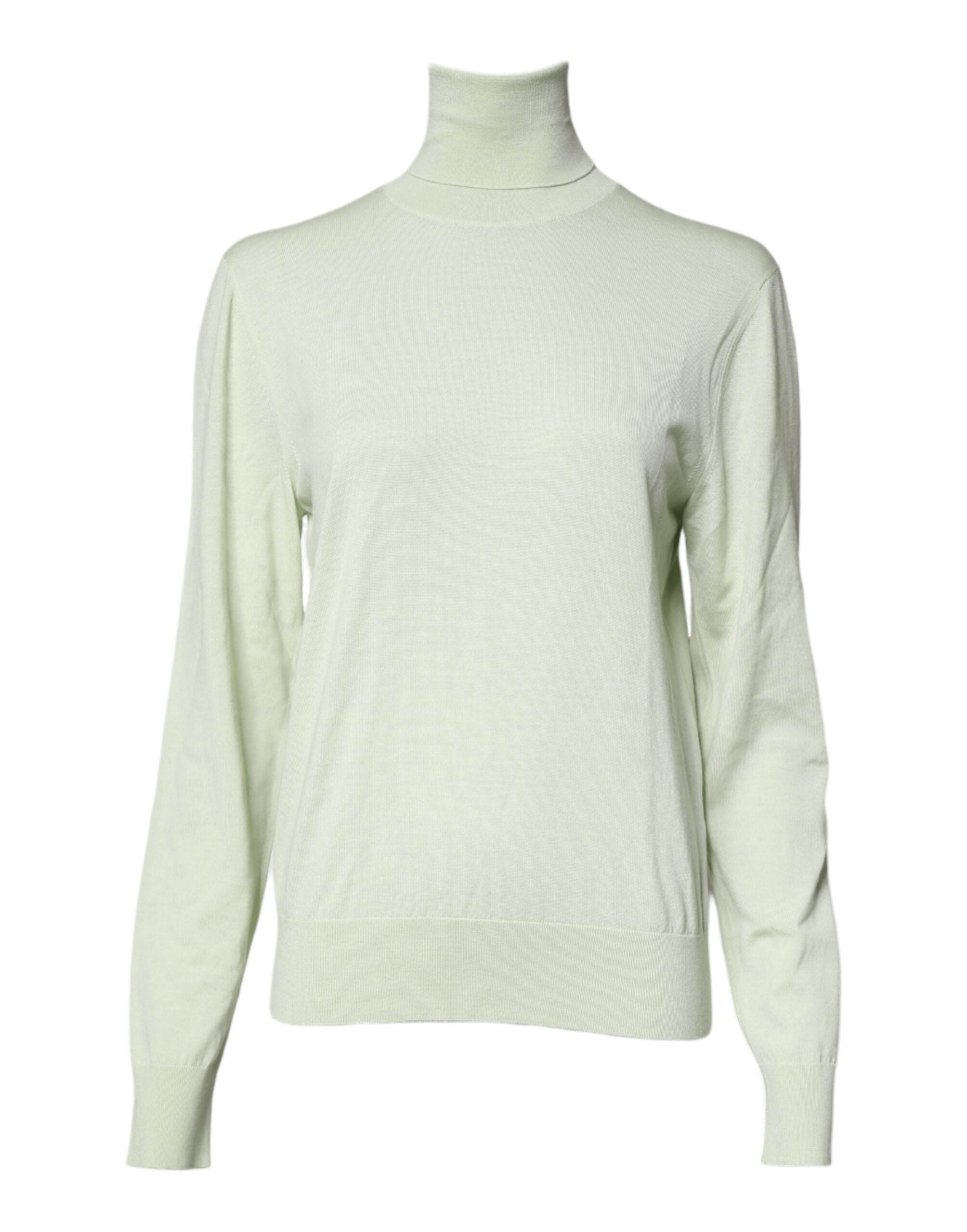 Light Green Wool Turtleneck Pullover Sweater - ventzia