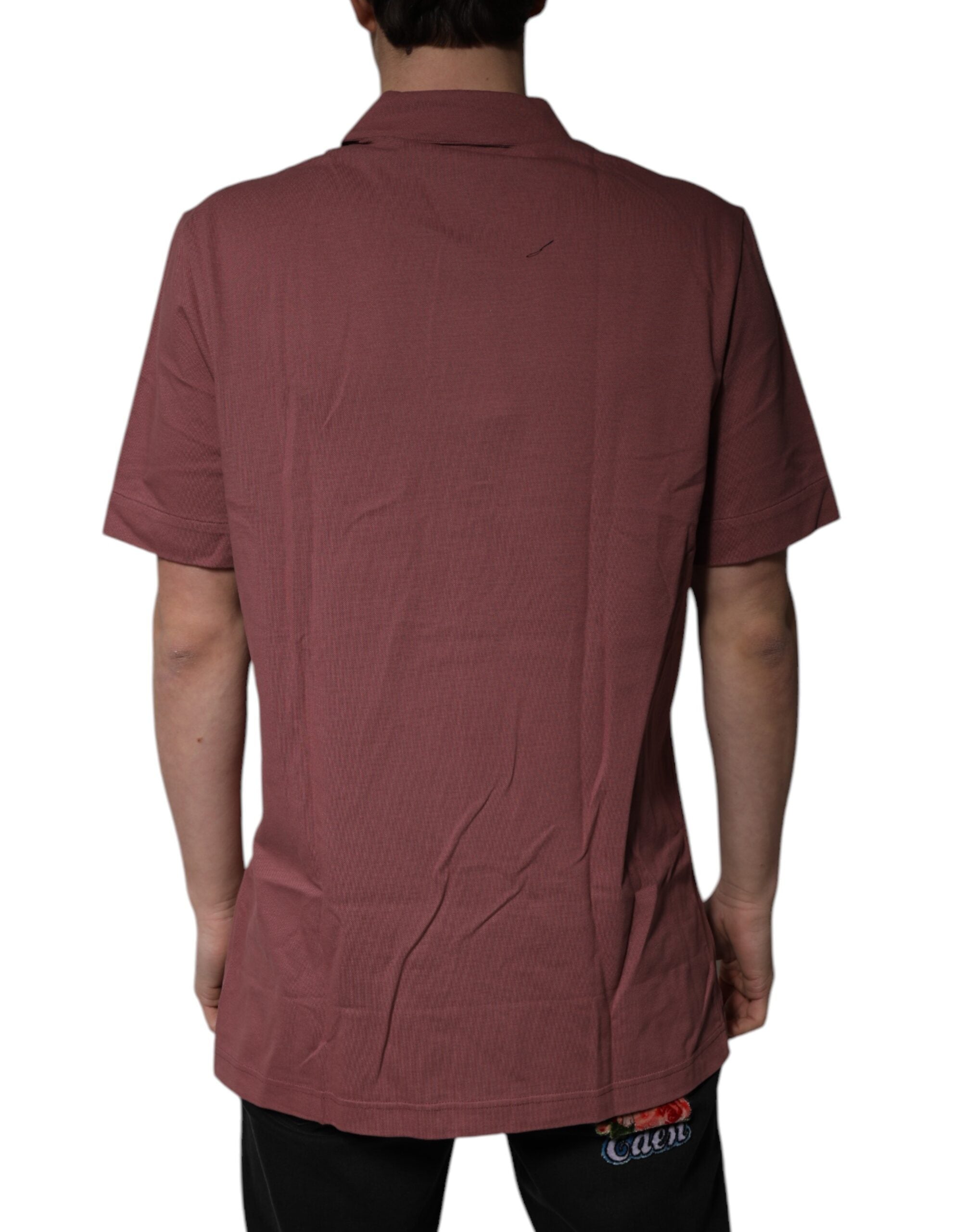 Dark Pink Button Down Casual Polo Men Shirt - ventzia