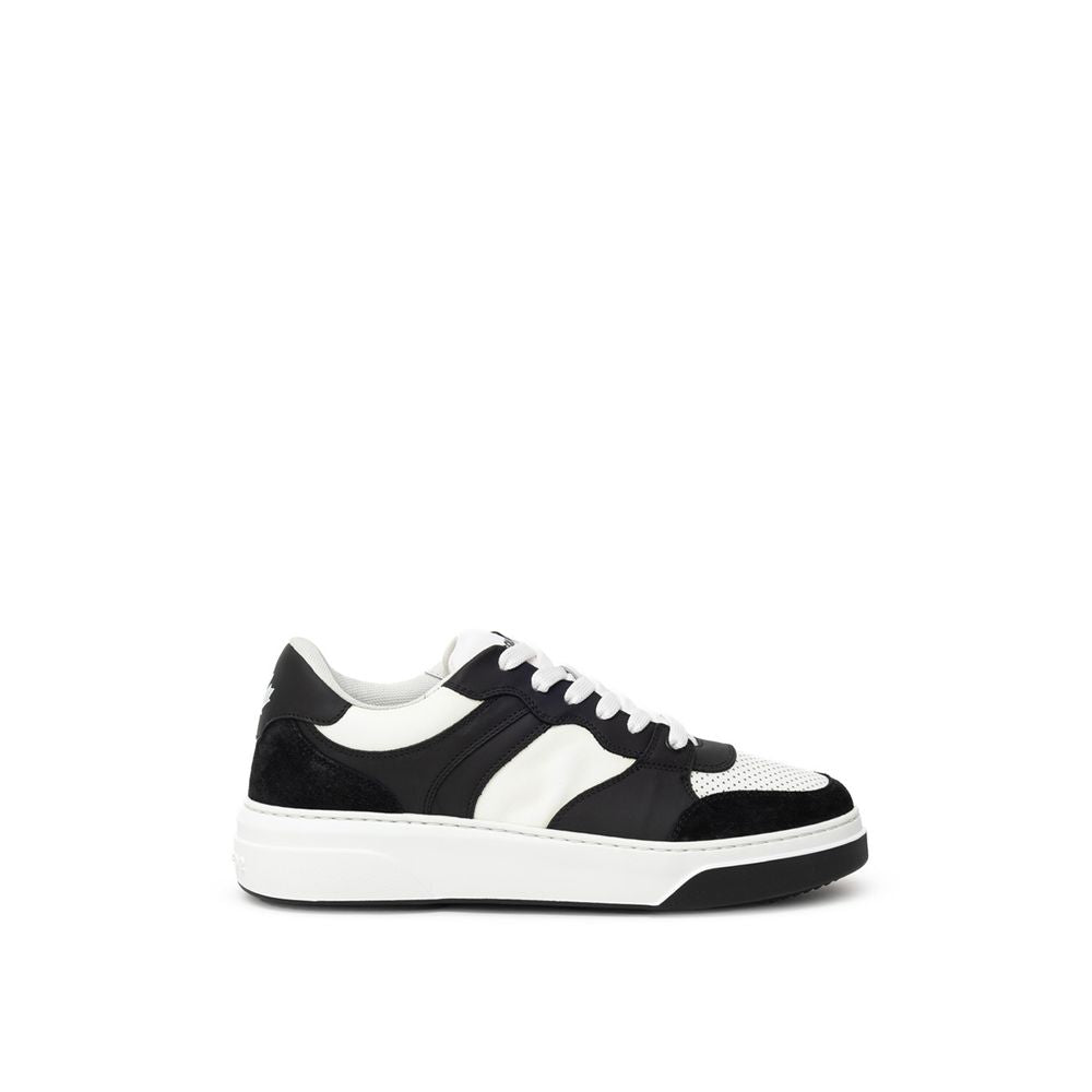 Black And White Leather Sneaker - ventzia