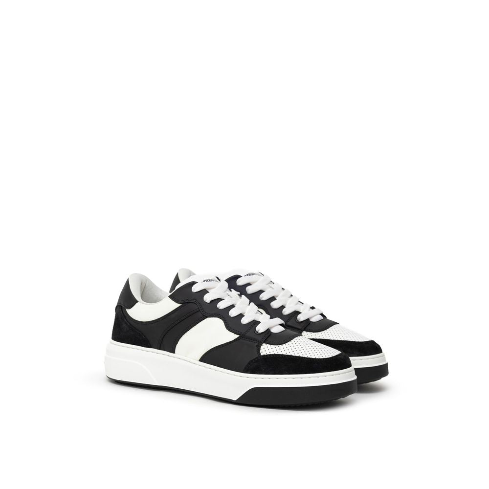 Black And White Leather Sneaker - ventzia