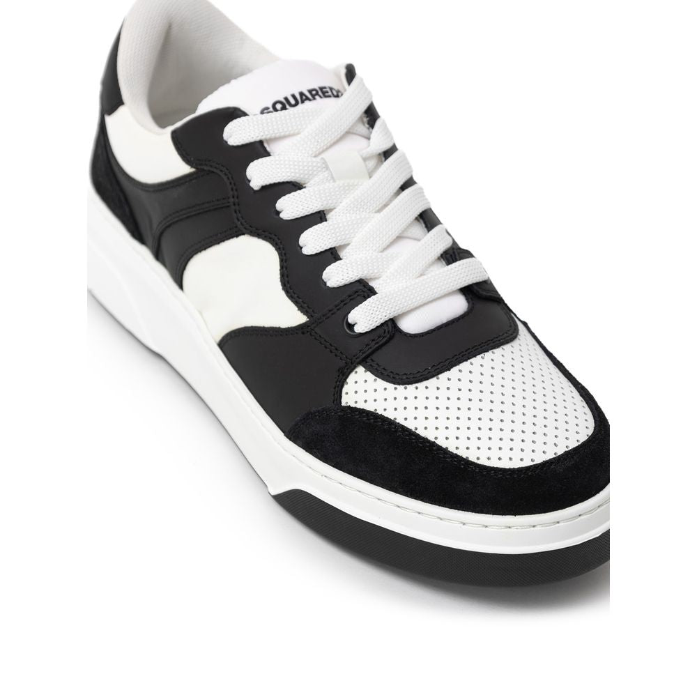Black And White Leather Sneaker - ventzia
