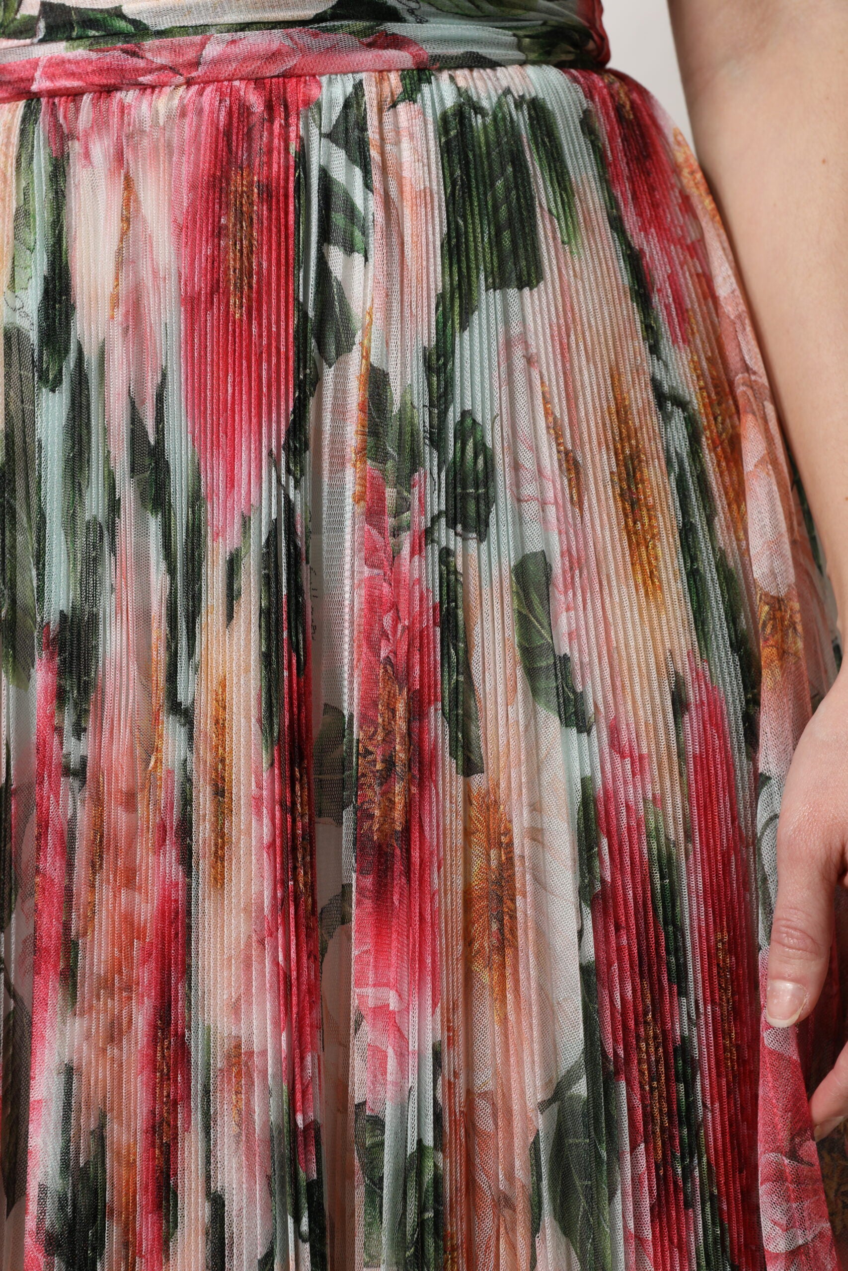 Multicolor Silk Floral High Waist Midi Skirt - ventzia