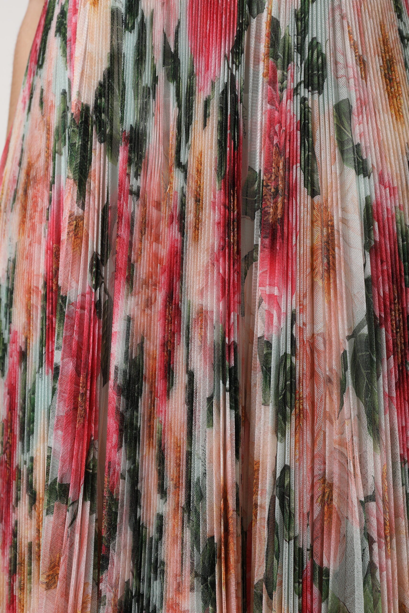 Multicolor Silk Floral High Waist Midi Skirt - ventzia