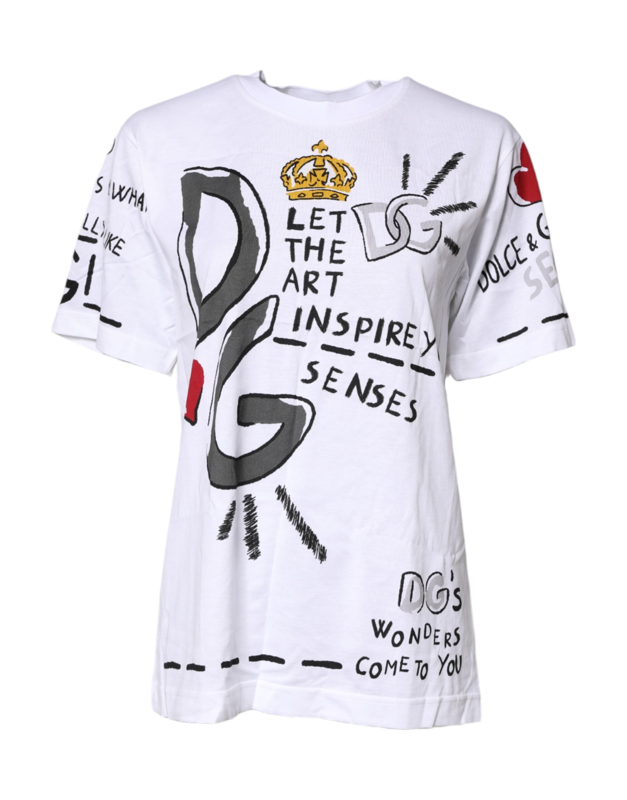 White Short-Sleeved Printed Jersey T-shirt - ventzia