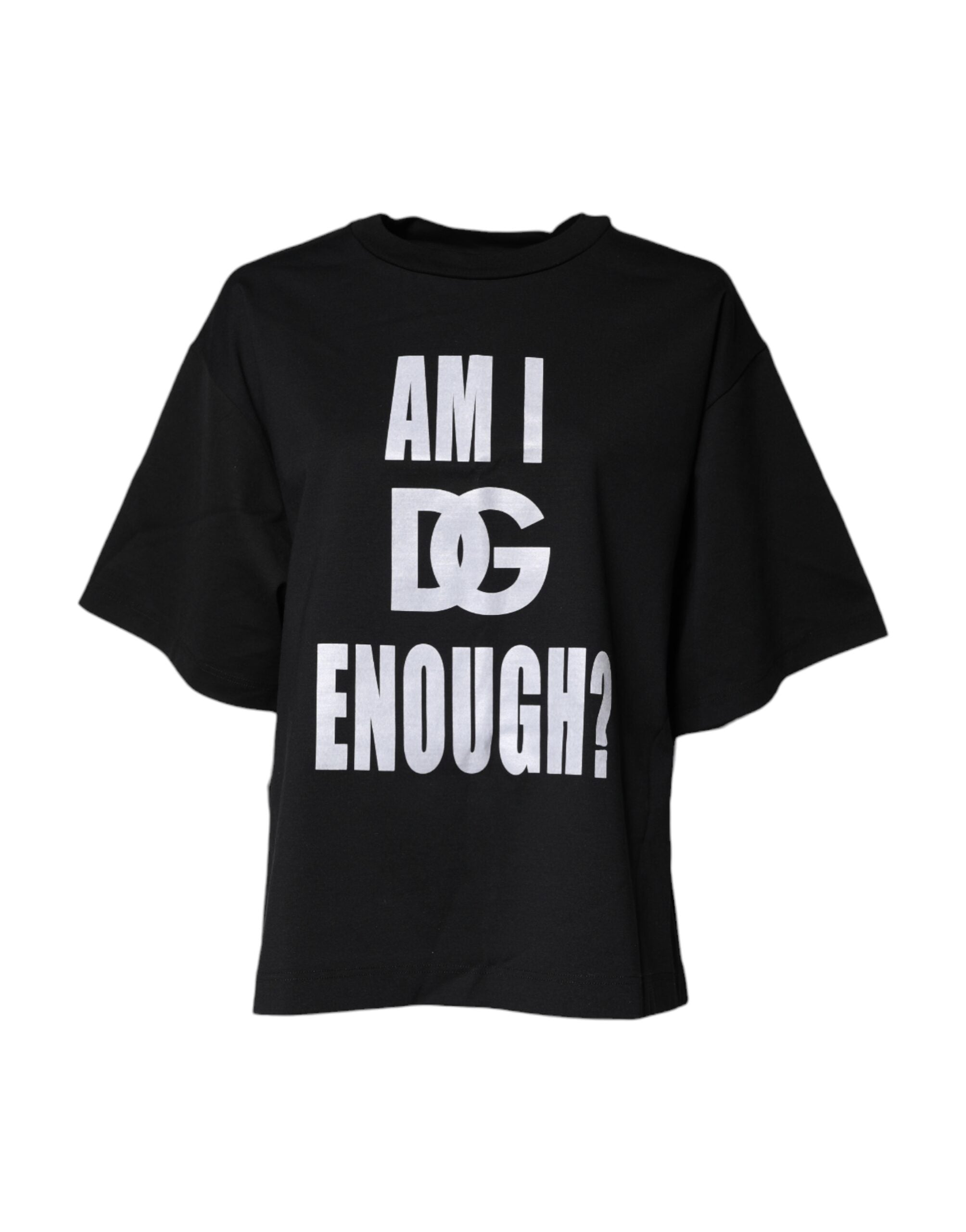 Black Printed Cotton Crew Neck Tee T-shirt - ventzia
