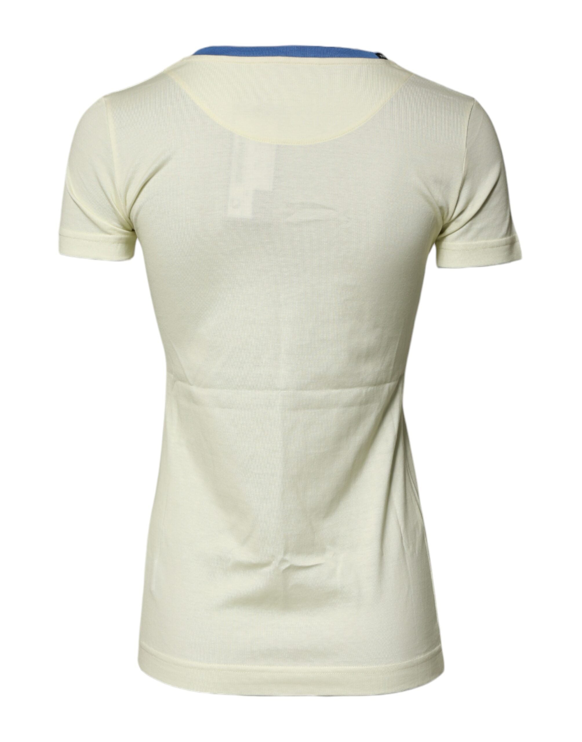 Light Yellow Cotton Short Sleeve T-shirt - ventzia