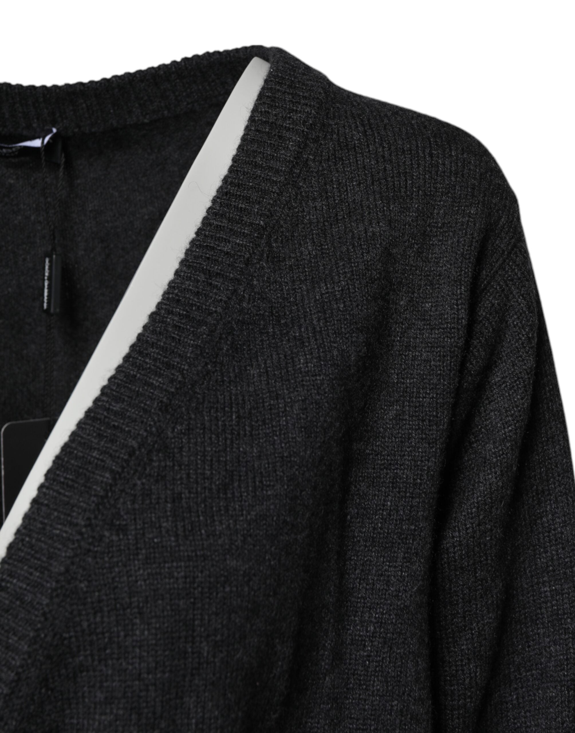 Grey Cashmere Deep V-neck Pullover Sweater - ventzia