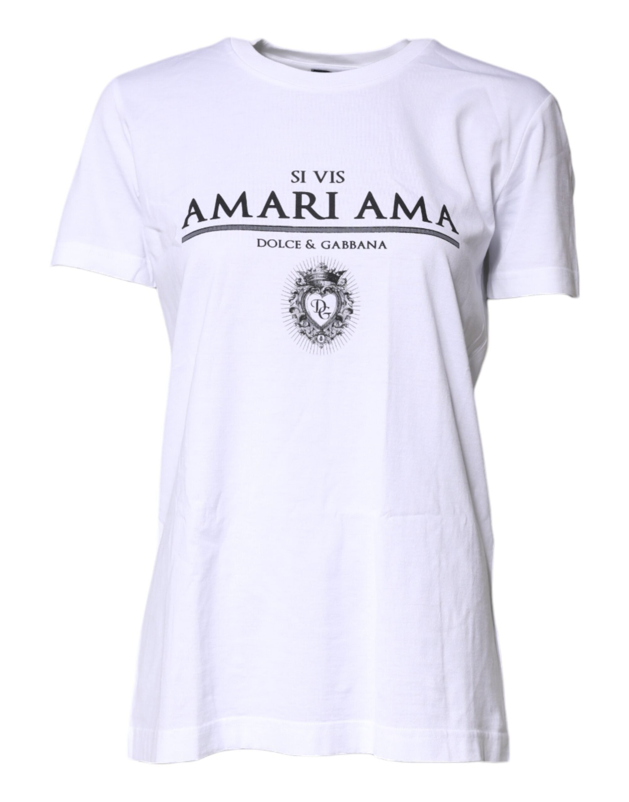 White Cotton Printed Round Neck Top T-shirt - ventzia