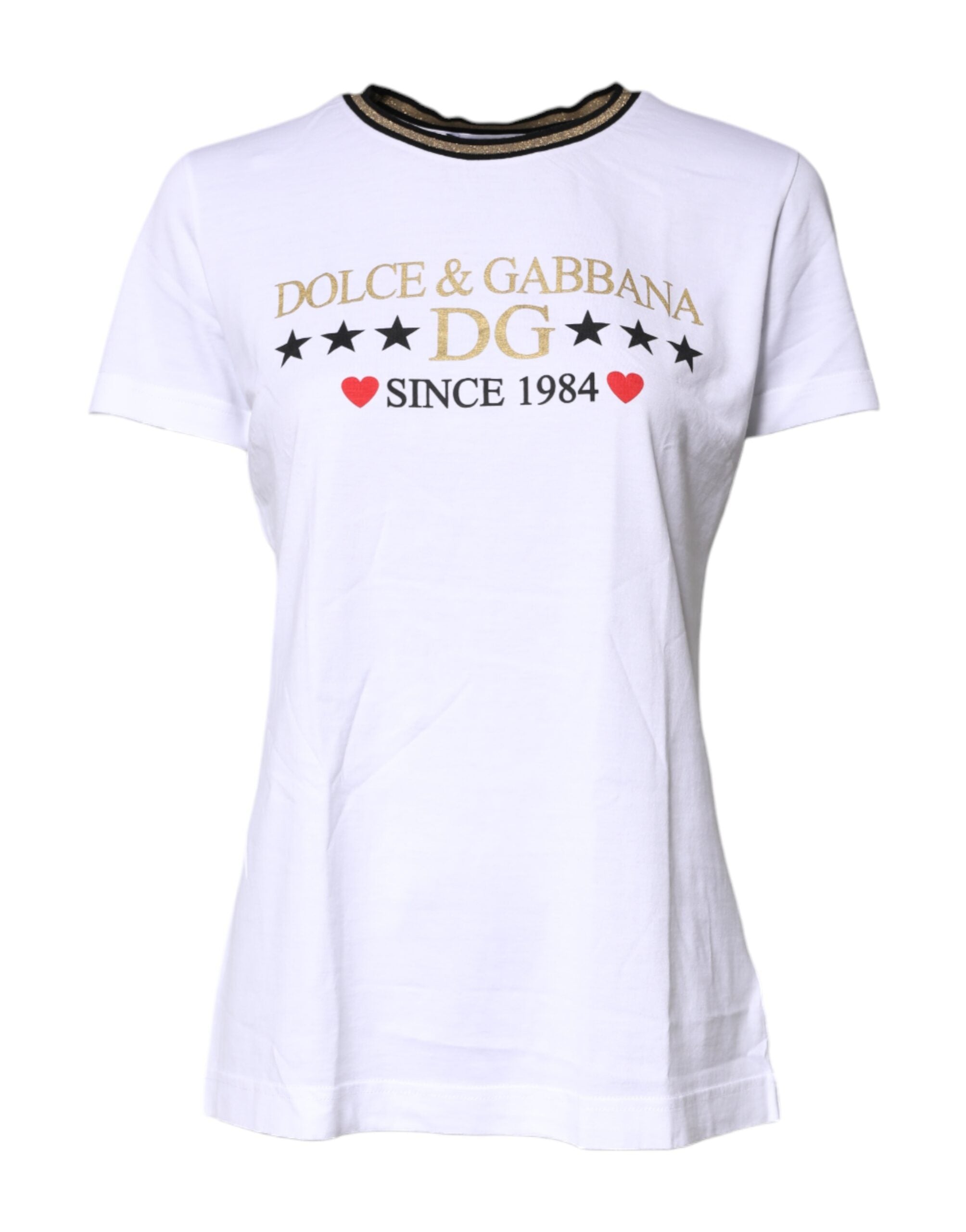 White Printed Round Neck Top Cotton T-shirt - ventzia
