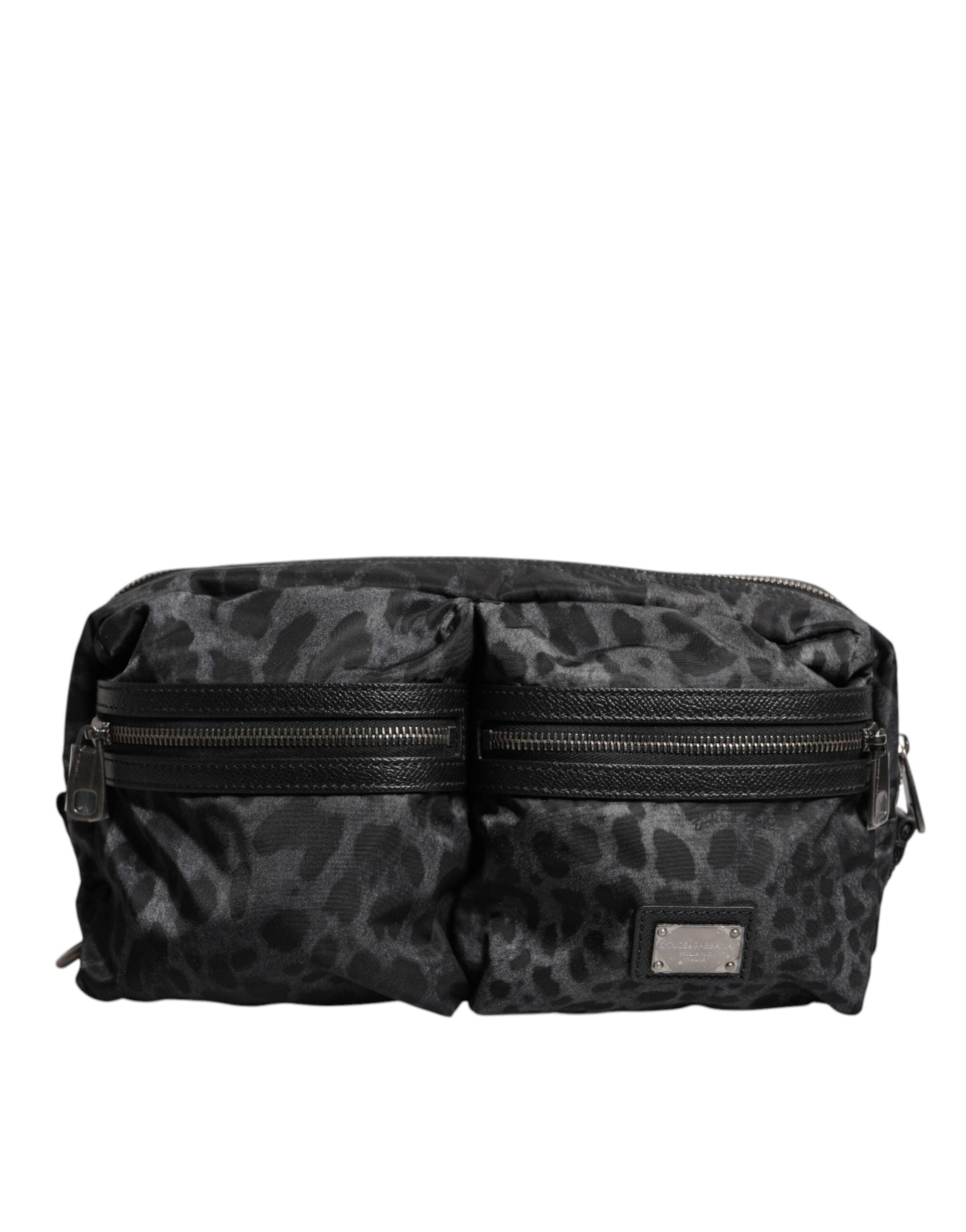 Black Gray Leopard DG Logo Belt Waist Fanny Pack Bag - ventzia