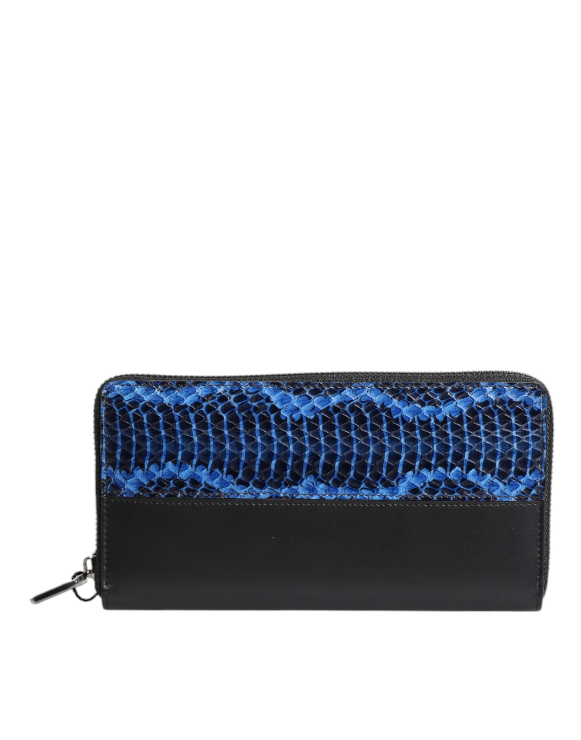 Black Blue Exotic Leather Embossed Continental Wallet - ventzia