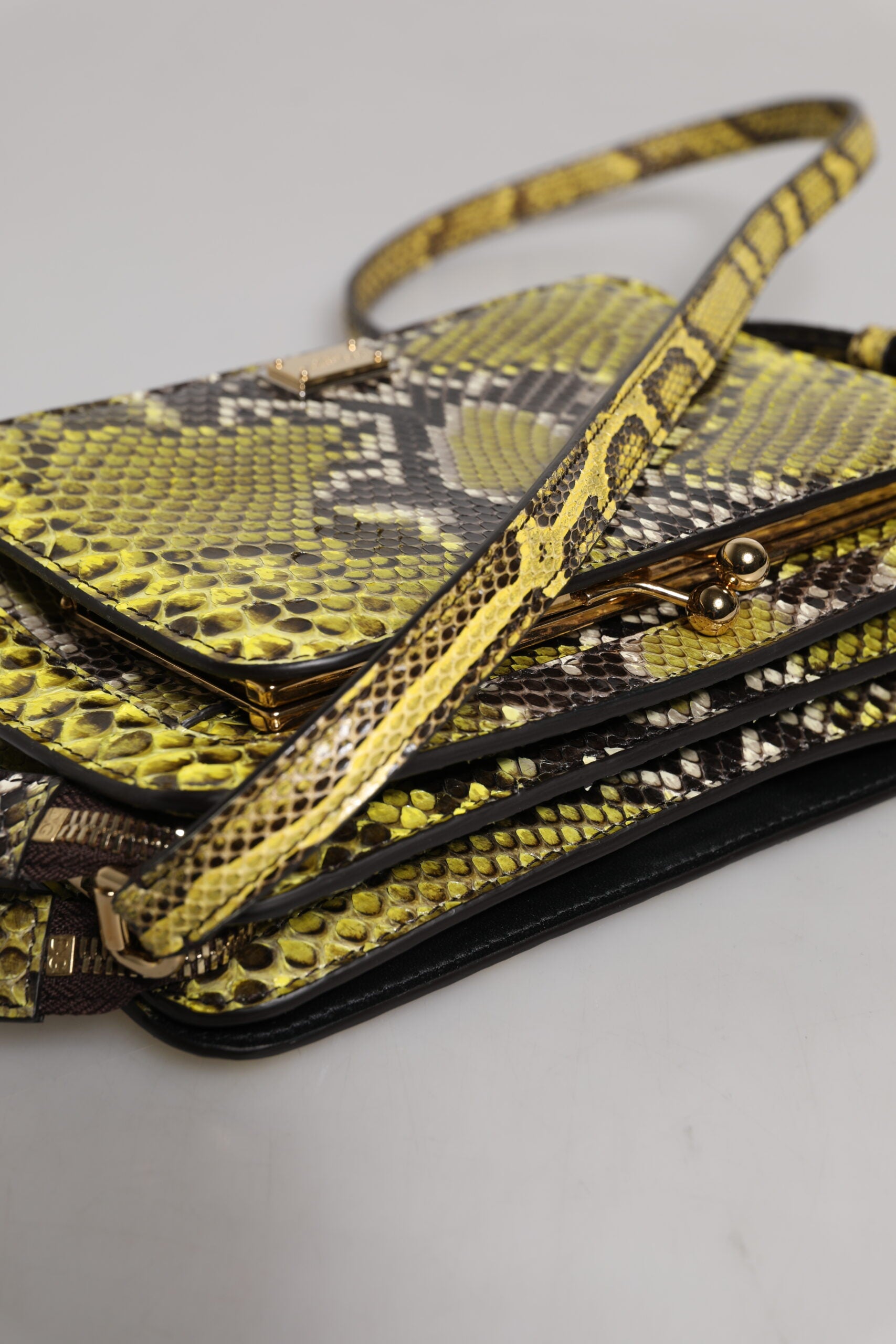 Green Exotic Leather DG Plaque Crossbody Clutch Bag - ventzia