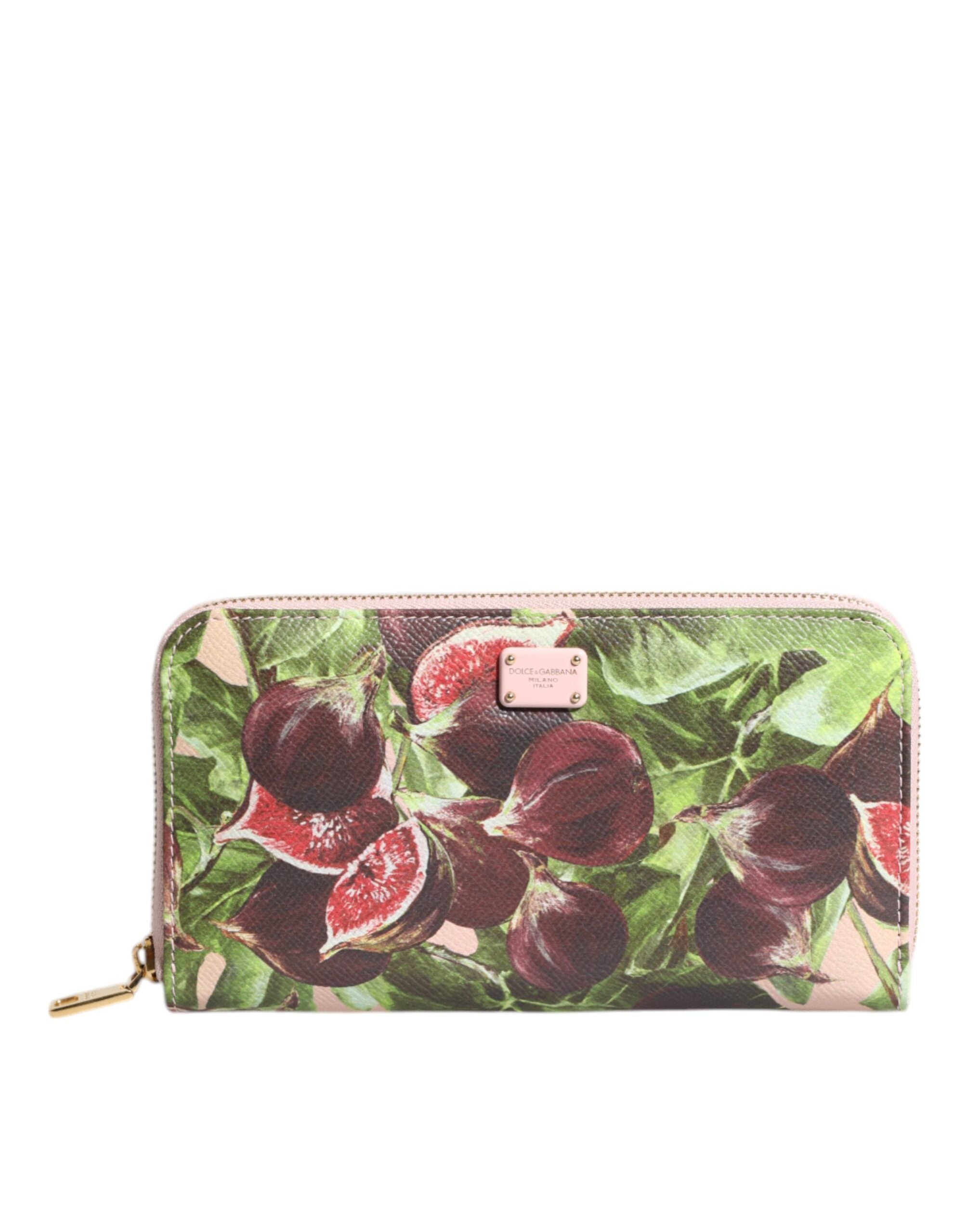 Multicolor Fig Fruit Dauphine Leather Zip Around Continental Wallet - ventzia