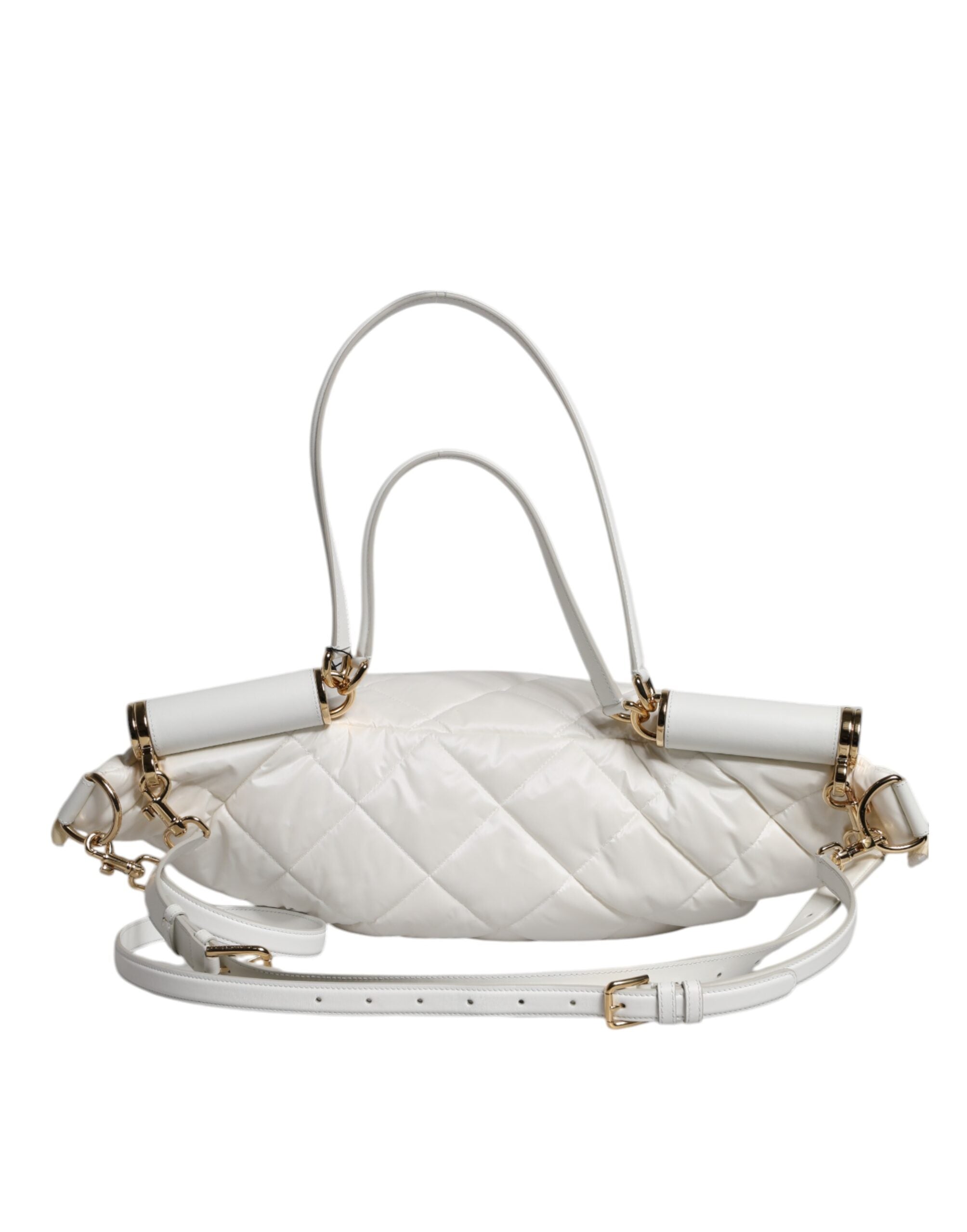 White Quilted Logo Plaque Belt Waist Fanny Pack Bag - ventzia