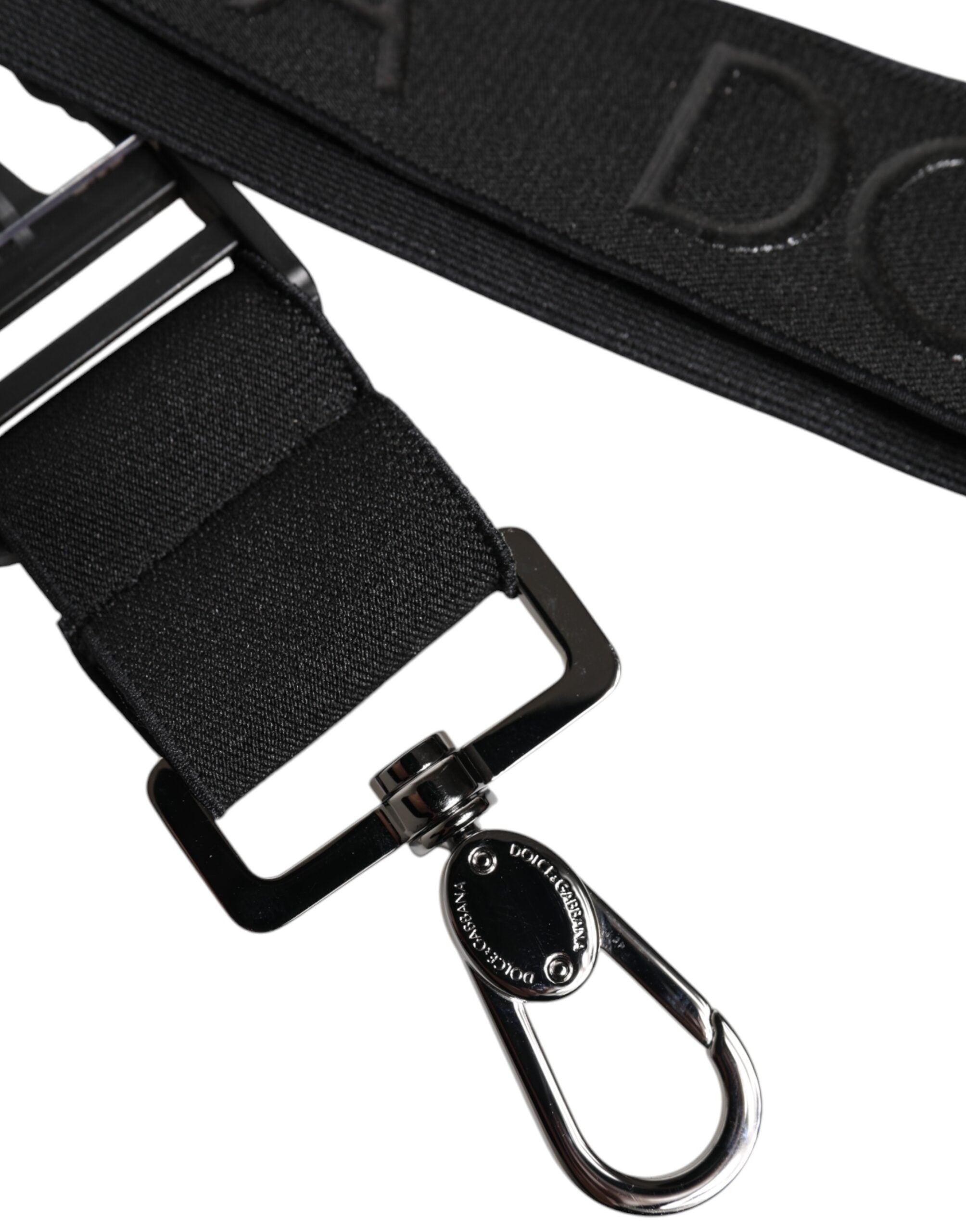 Black Stretch Polyester Rubberised DG Logo Keychain - ventzia