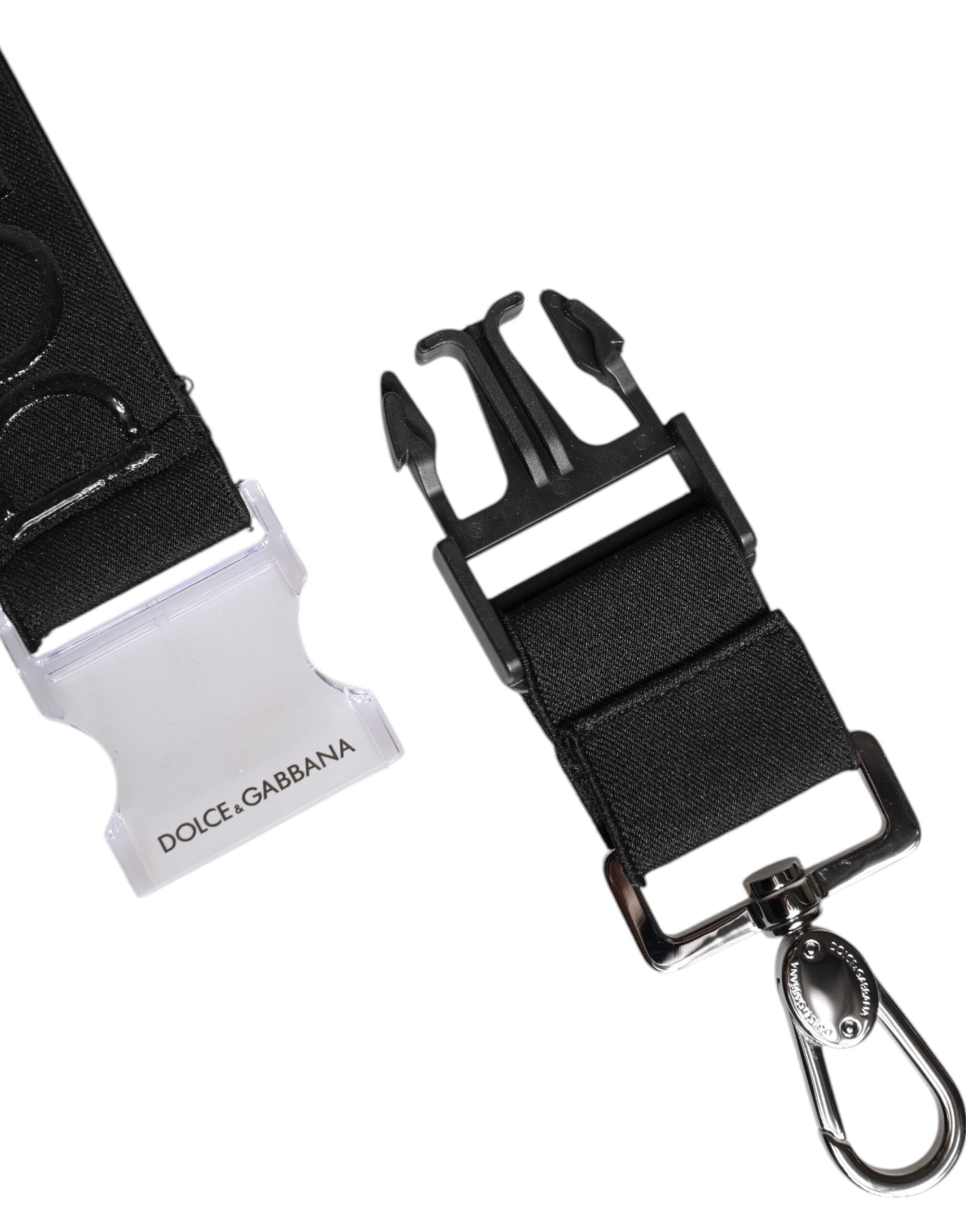 Black Stretch Polyester Rubberised DG Logo Keychain - ventzia