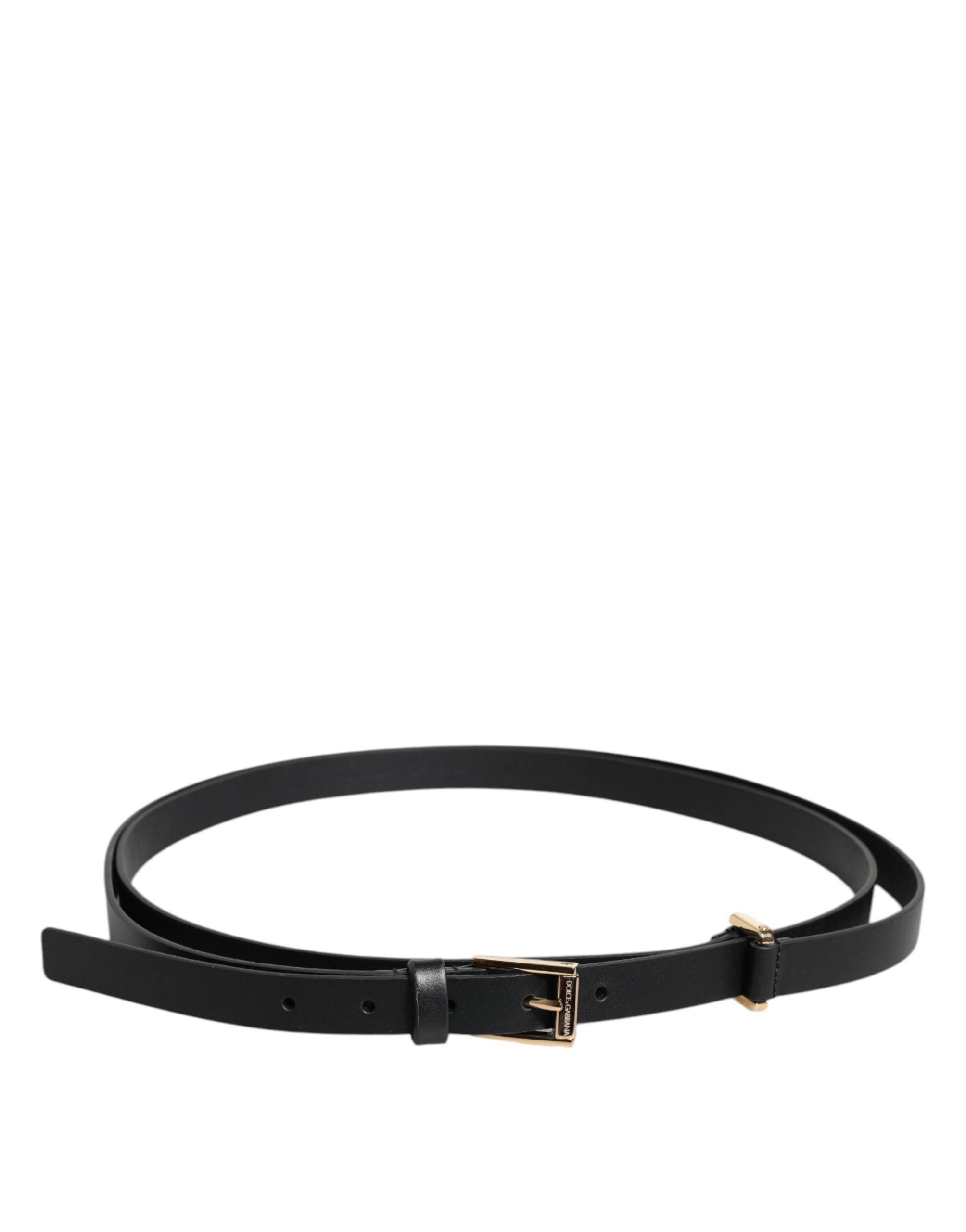 Black Calf Leather Gold Metal Buckle Belt - ventzia